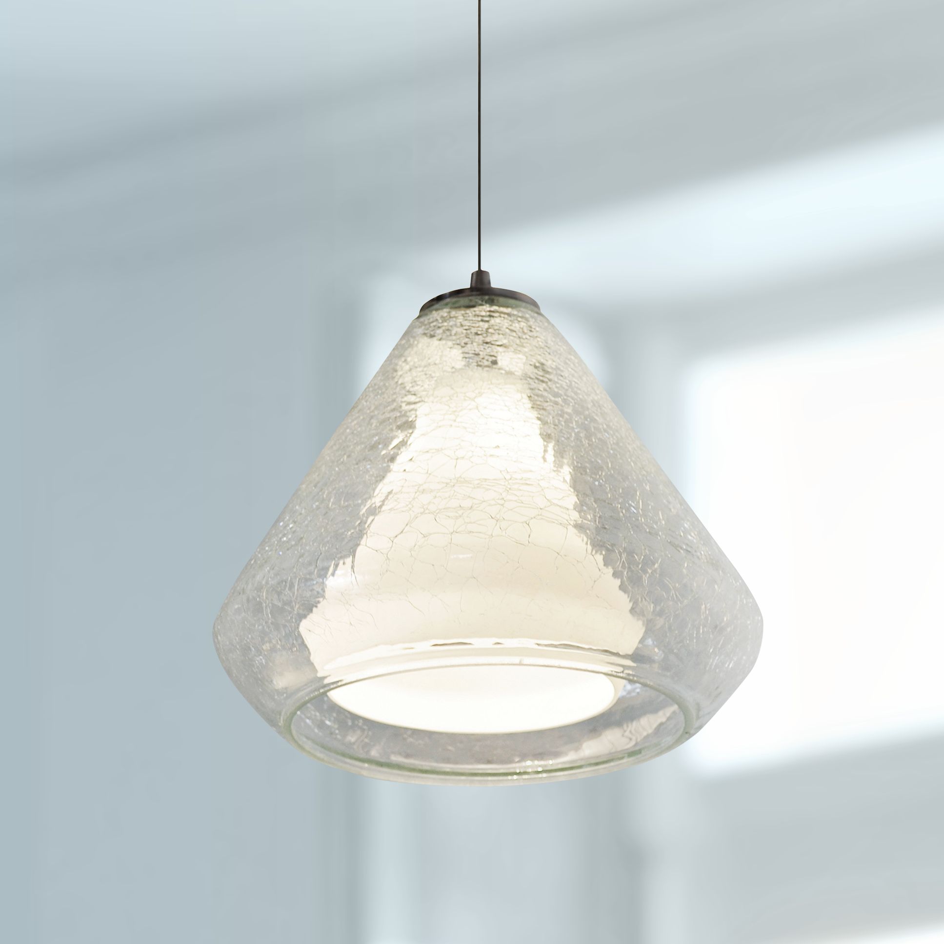 Armitage 10"W Nickel LED Mini Pendant w/ Clear Crackle Glass