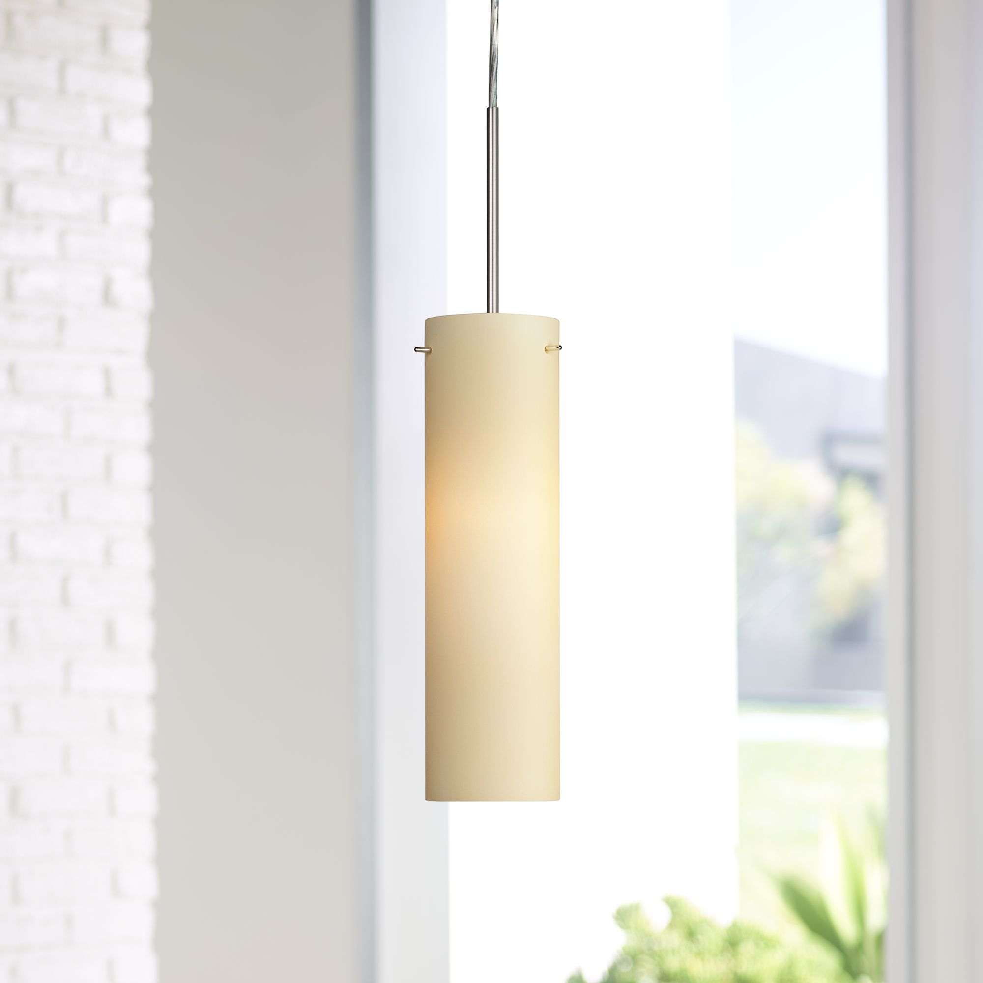 Soho 5" Wide Satin Nickel LED Mini Pendant with Cream Glass