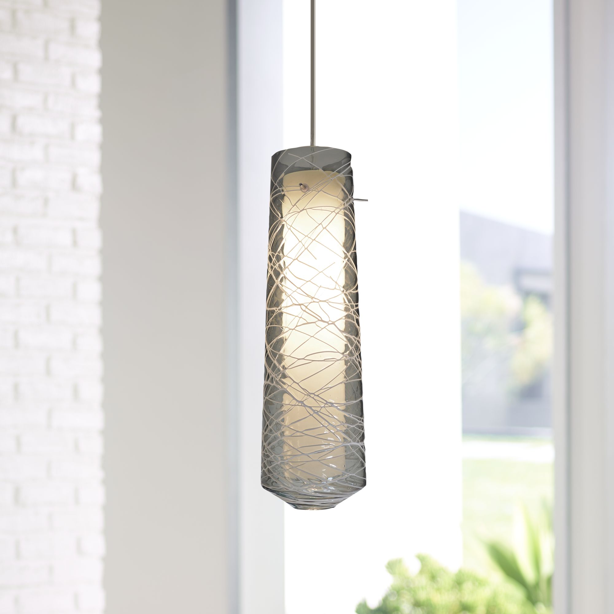 Spun 5" Wide Satin Nickel LED Mini Pendant with Smoke Glass