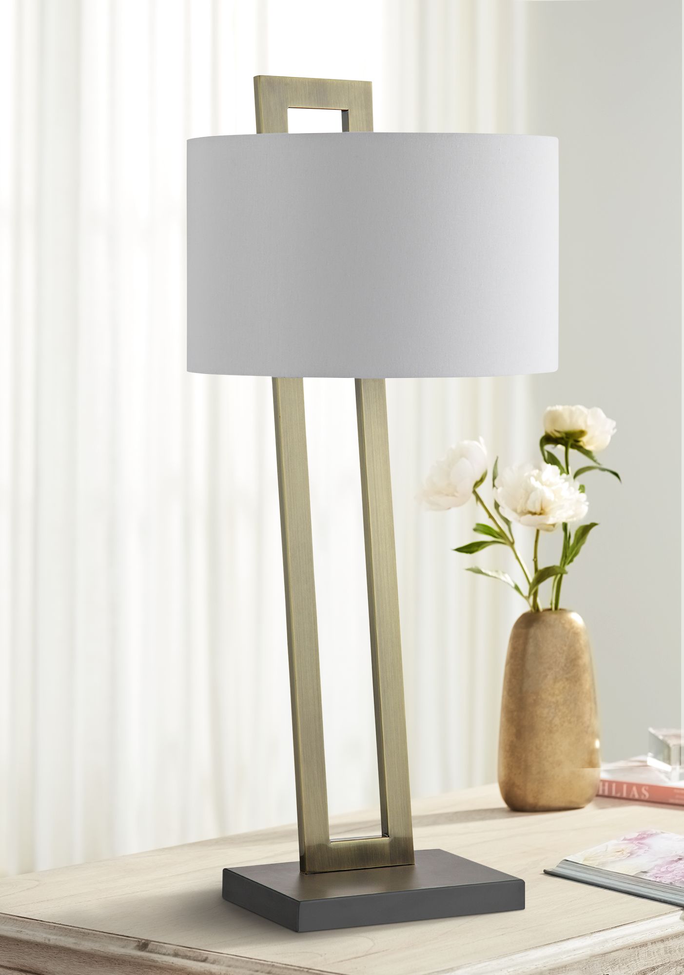 brass look table lamp