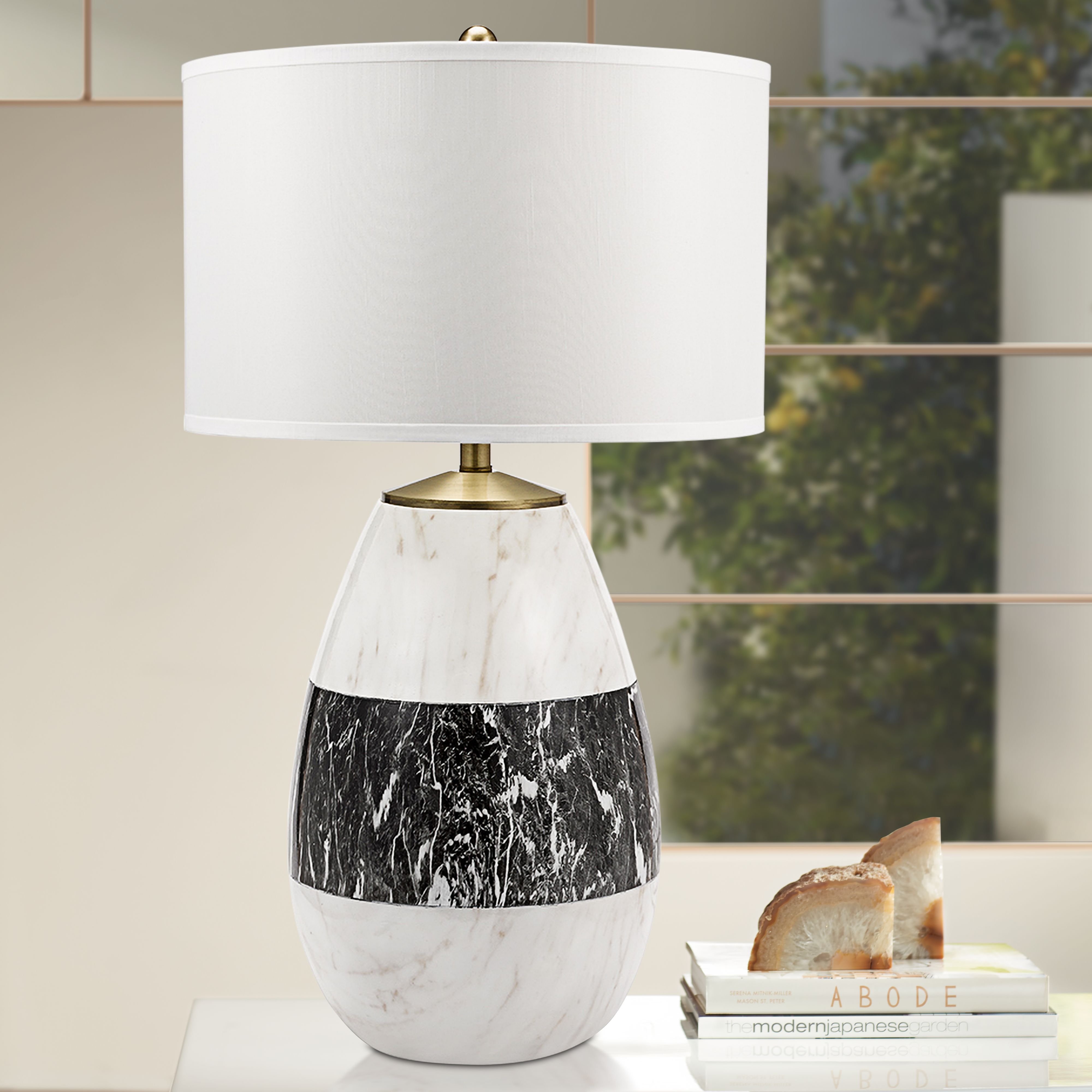 Fabiana Black and White Striped Gourd LED Table Lamp