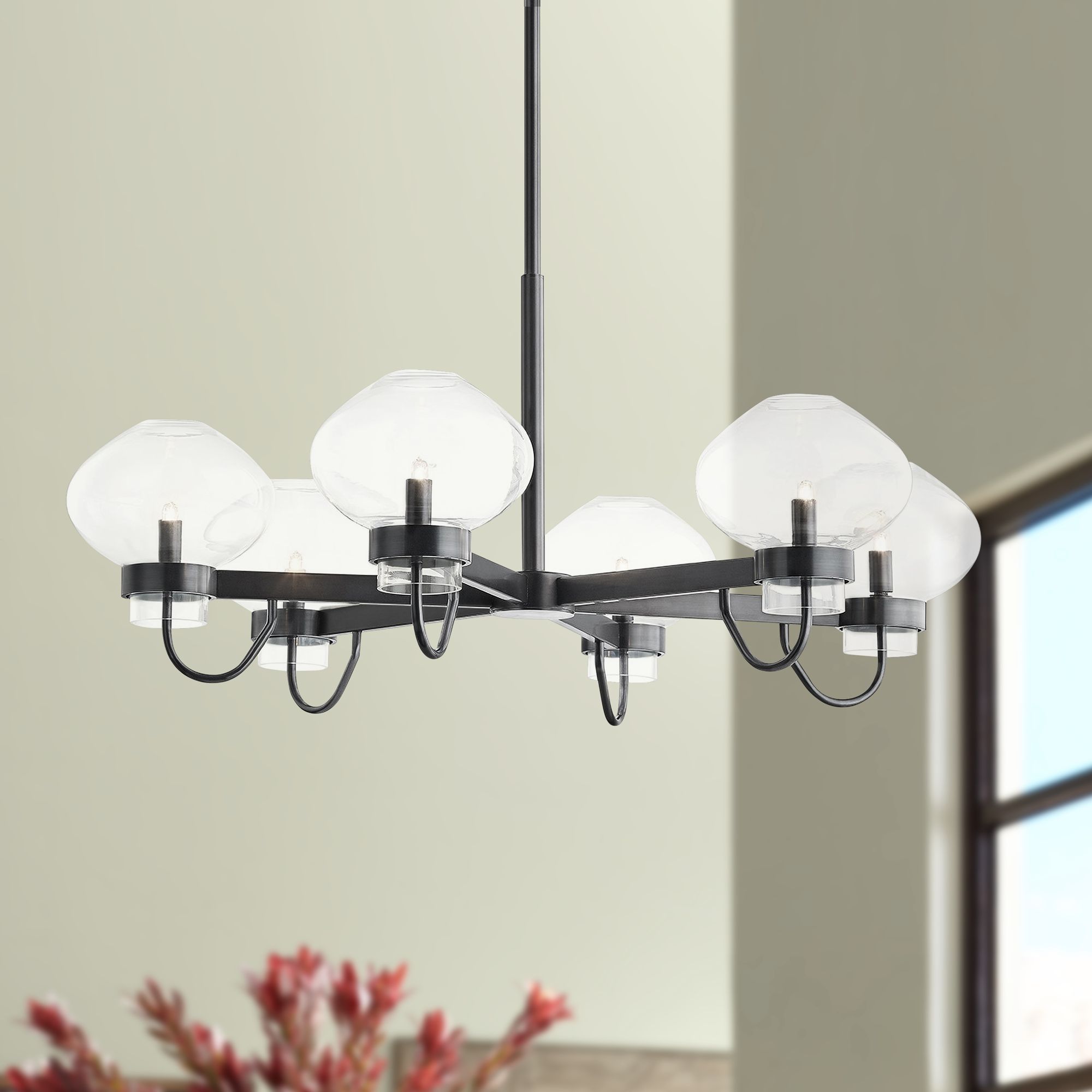 Mitzi Korey 34" Wide Old Bronze 6-Light Chandelier