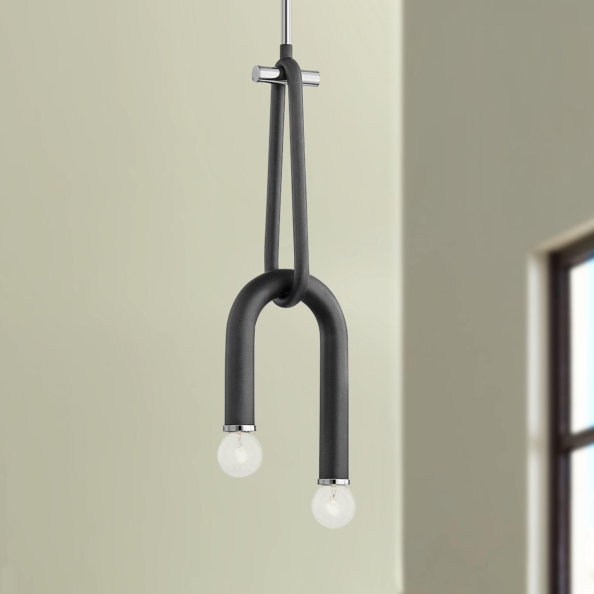 Whit 6 1/2" Wide Nickel and Black 2-Light Mini Pendant Light