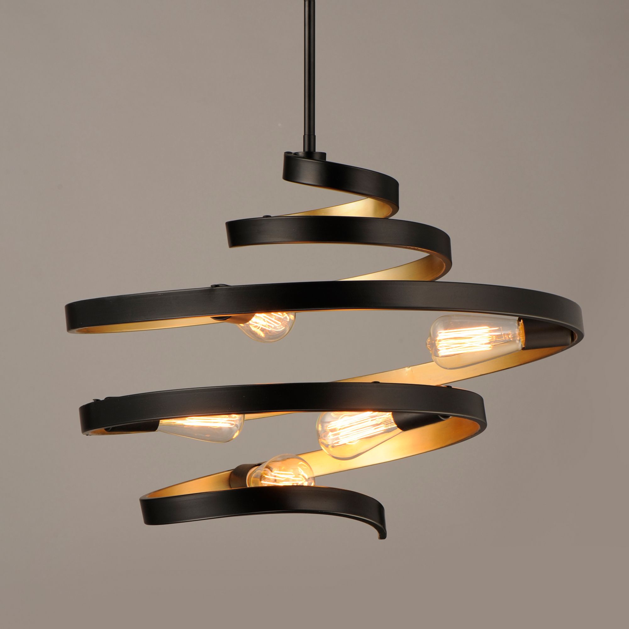 Maxim Twister 25" Wide Black and Gold 5-Light Pendant Light