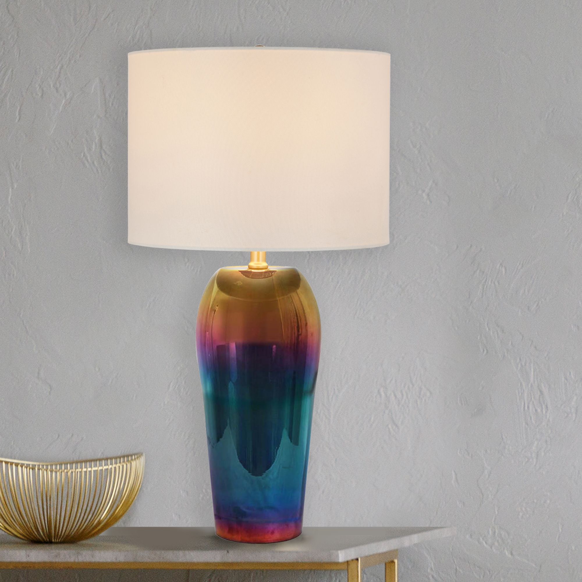 Iridescent Reactive Multi-Color Ceramic LED Table Lamp
