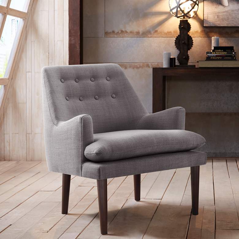 Image 1 Elsa Gray Button Tufted Accent Chair