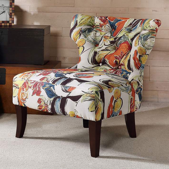 Bree Multi Color Tufted Hourglass, Multi Colored Accent Chairs