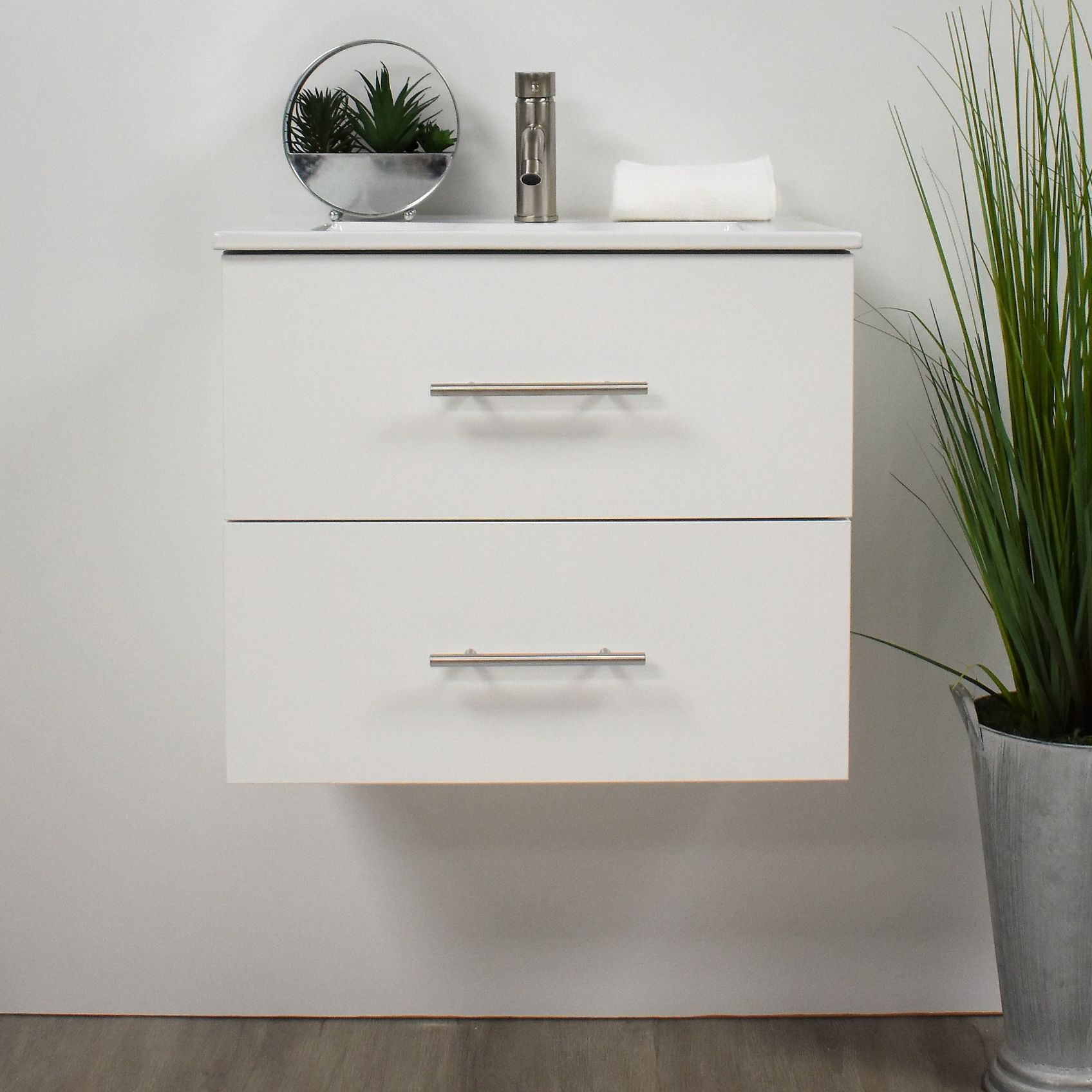Napa 30" Wide White Wall-Mounted Floating Bathroom Vanity