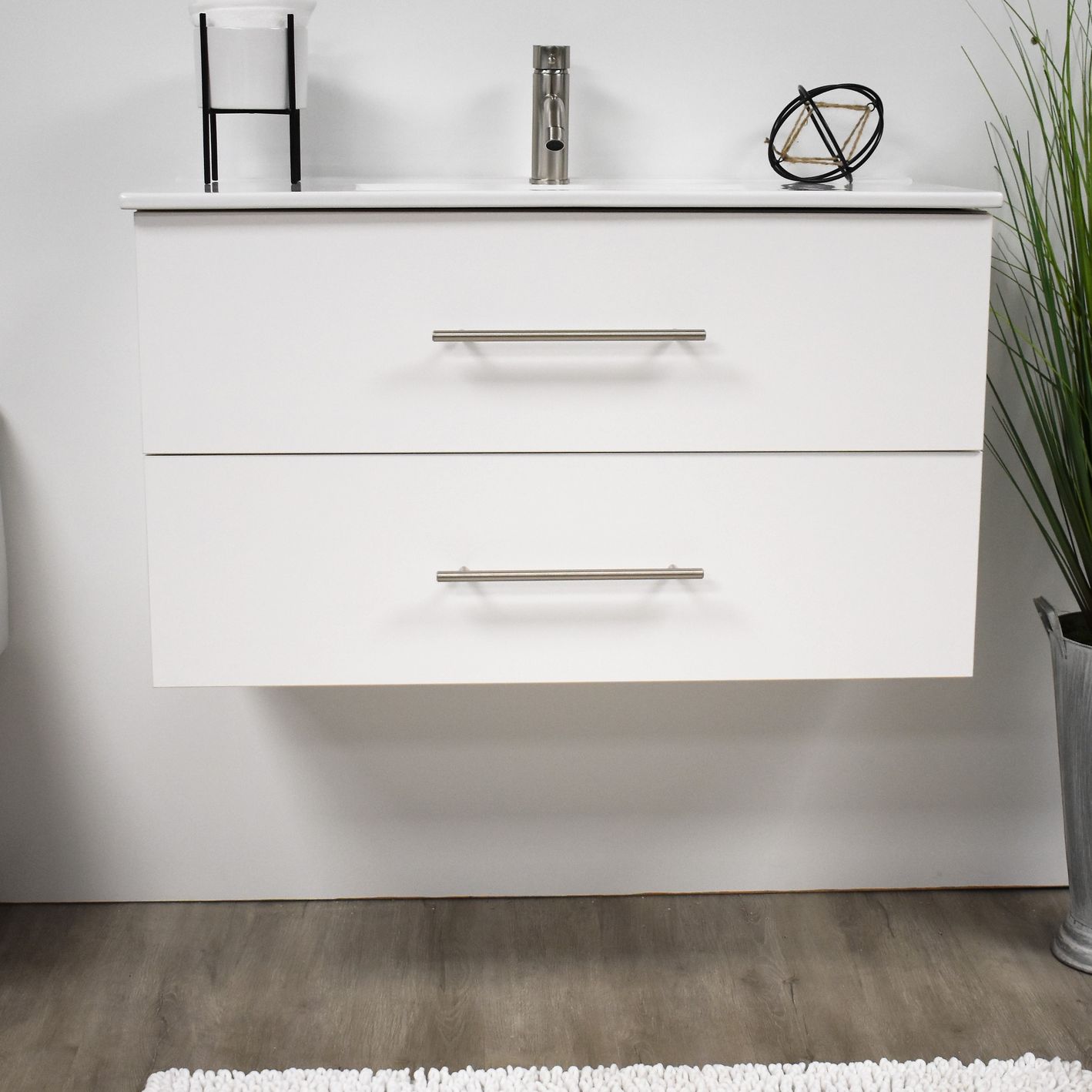 Napa 36" Wide White Wall-Mounted Floating Bathroom Vanity