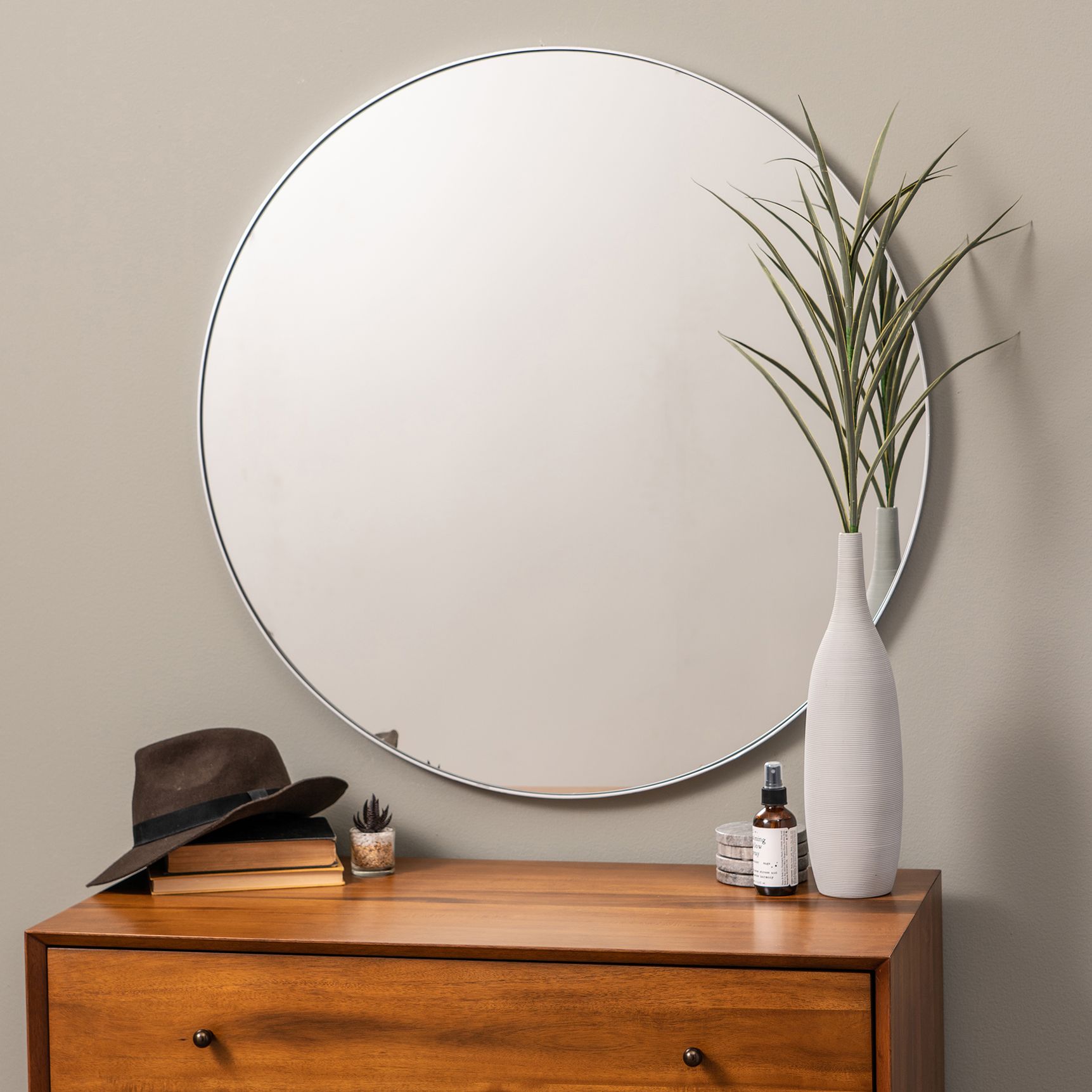 Cooper Classics Franco Silver Metal 34" Round Wall Mirror