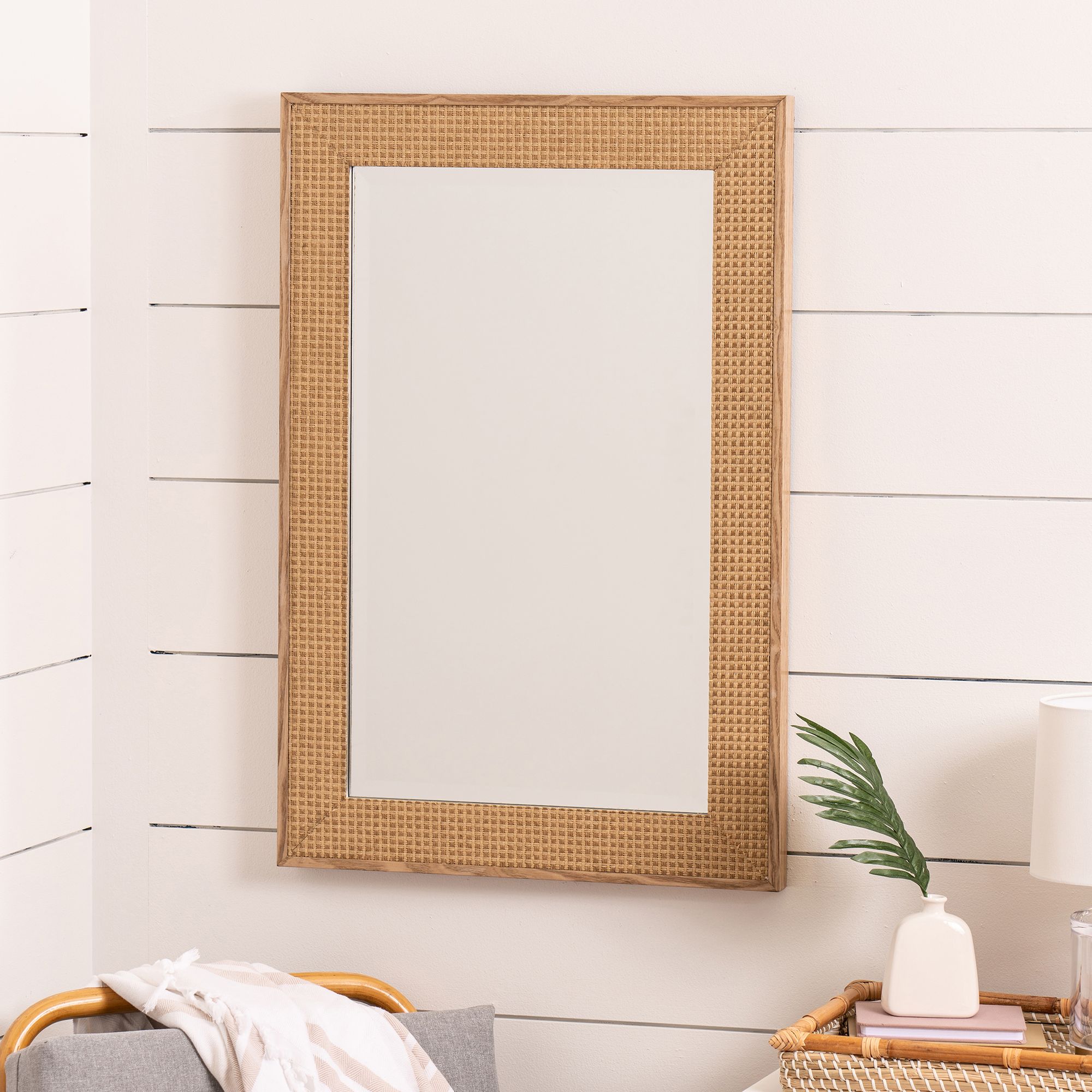 Cooper Classics Calico Wood w/ Rattan 24" x 36" Wall Mirror