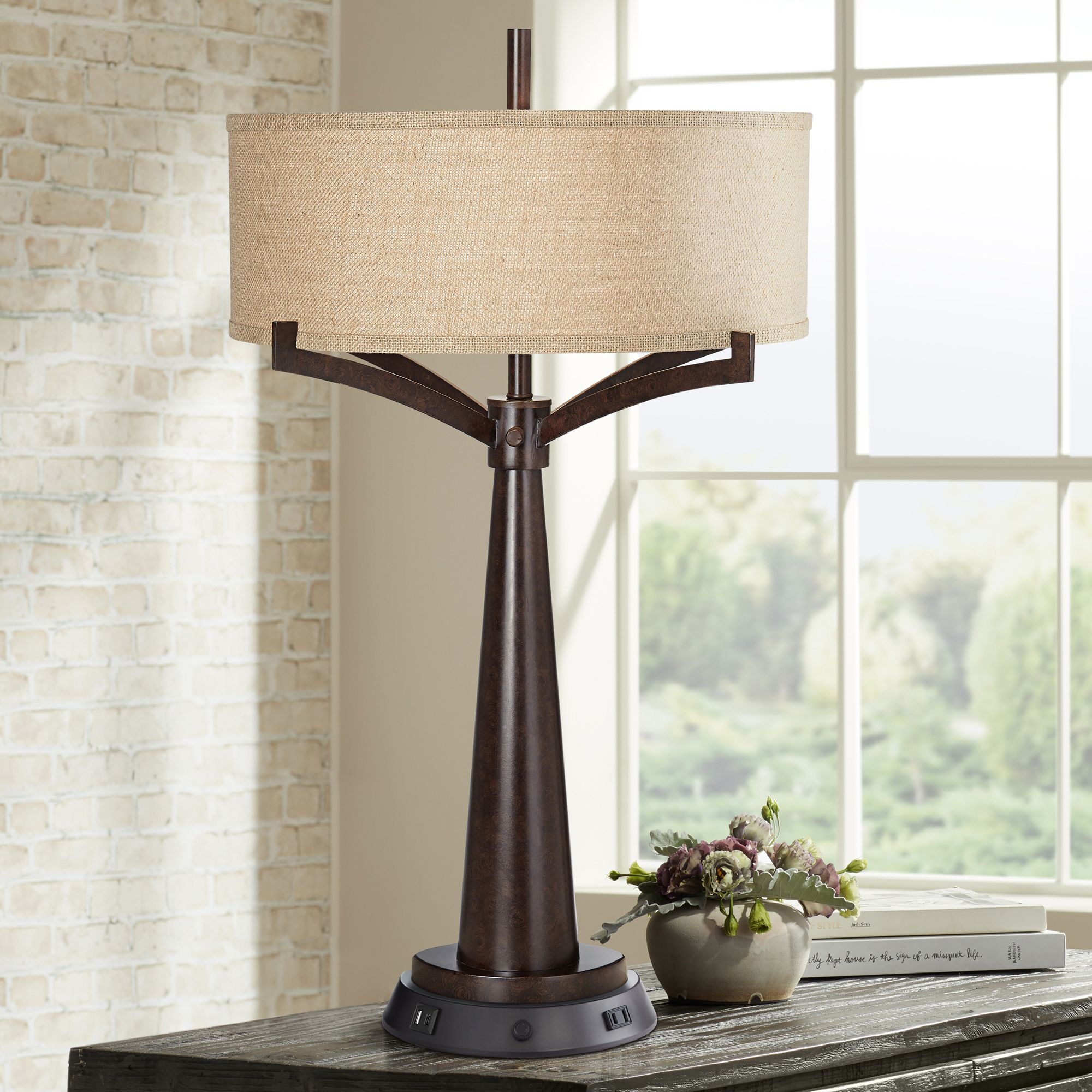 Tremont Bronze Table Lamp with Dimmable Workstation Base