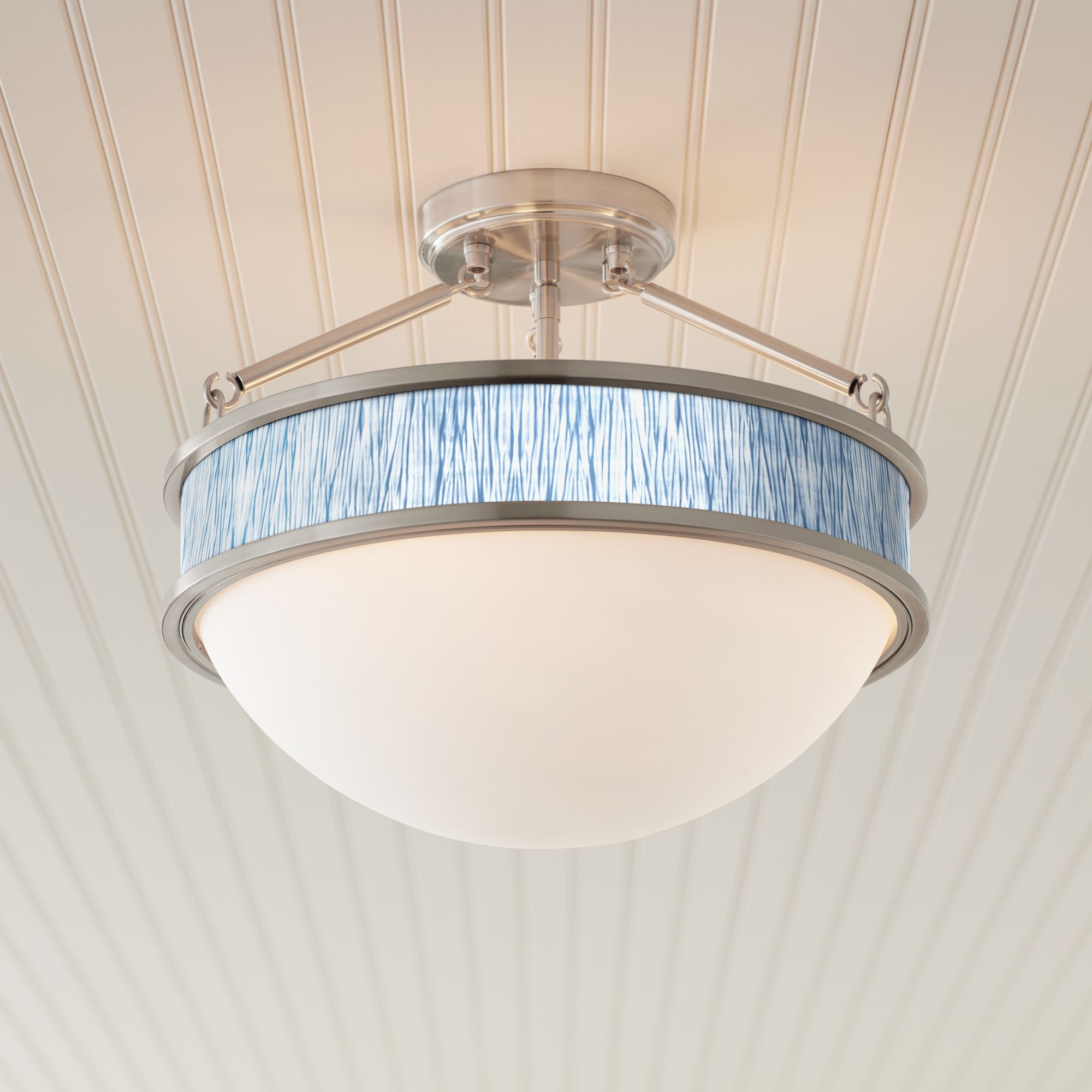 Beachcomb I Banded 16" Wide Brushed Nickel Ceiling Light