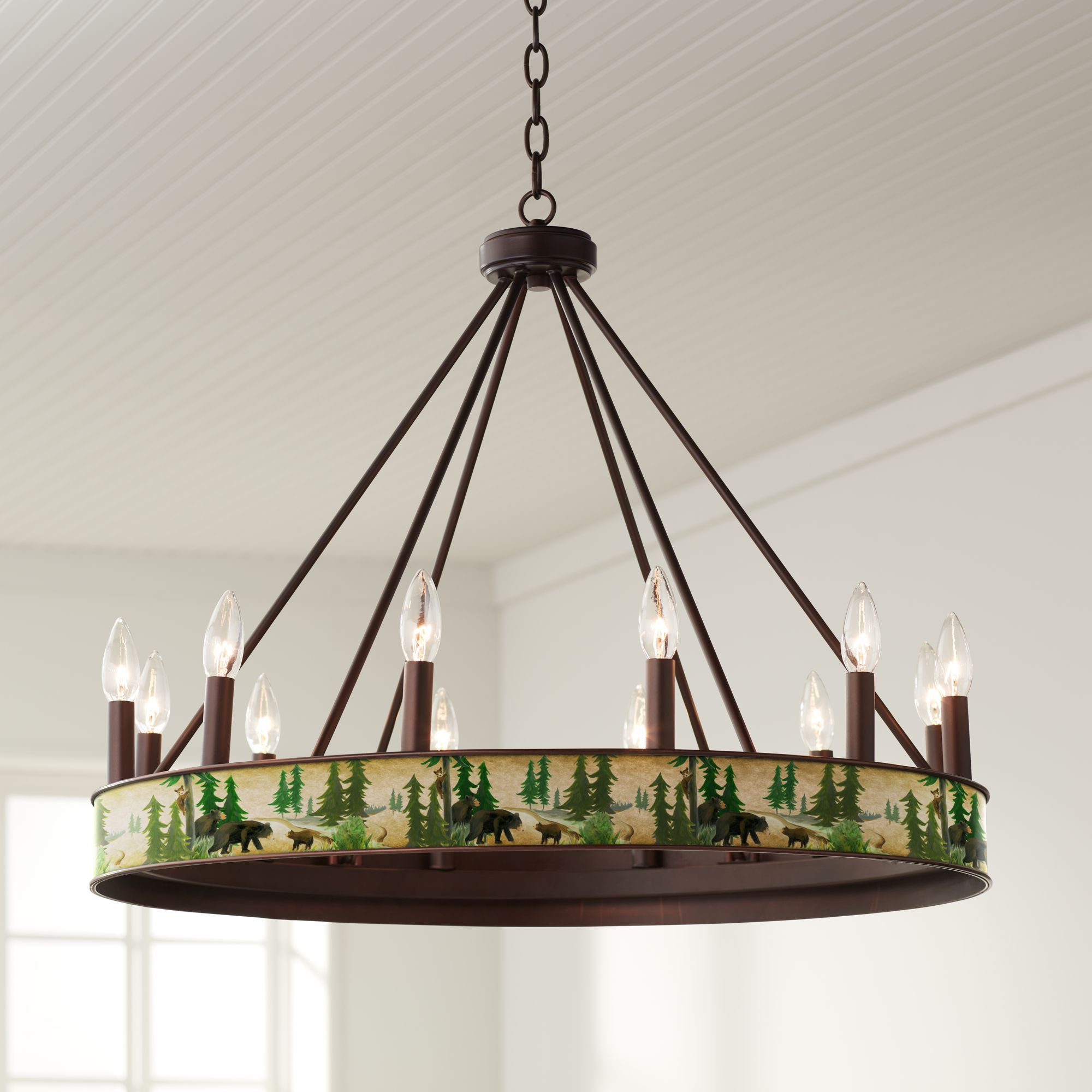 Bear Lodge Jessa 29 1/2" Wide Bronze Wagon Wheel Chandelier