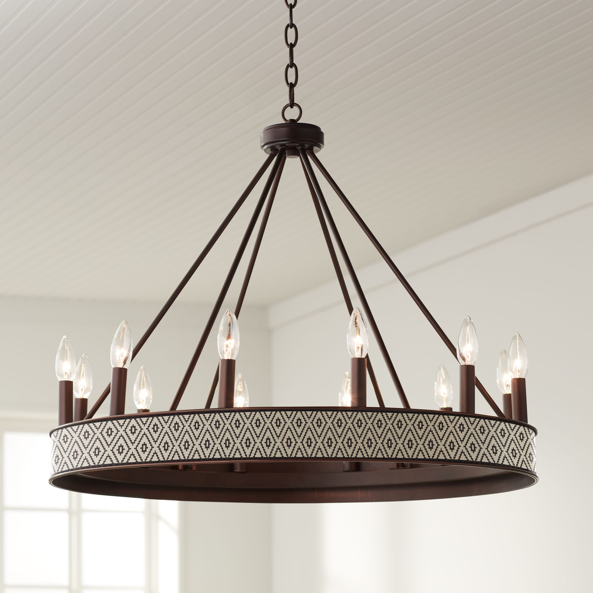 Terra Diamonds Jessa 29 1/2" Wide Bronze Wheel Chandelier