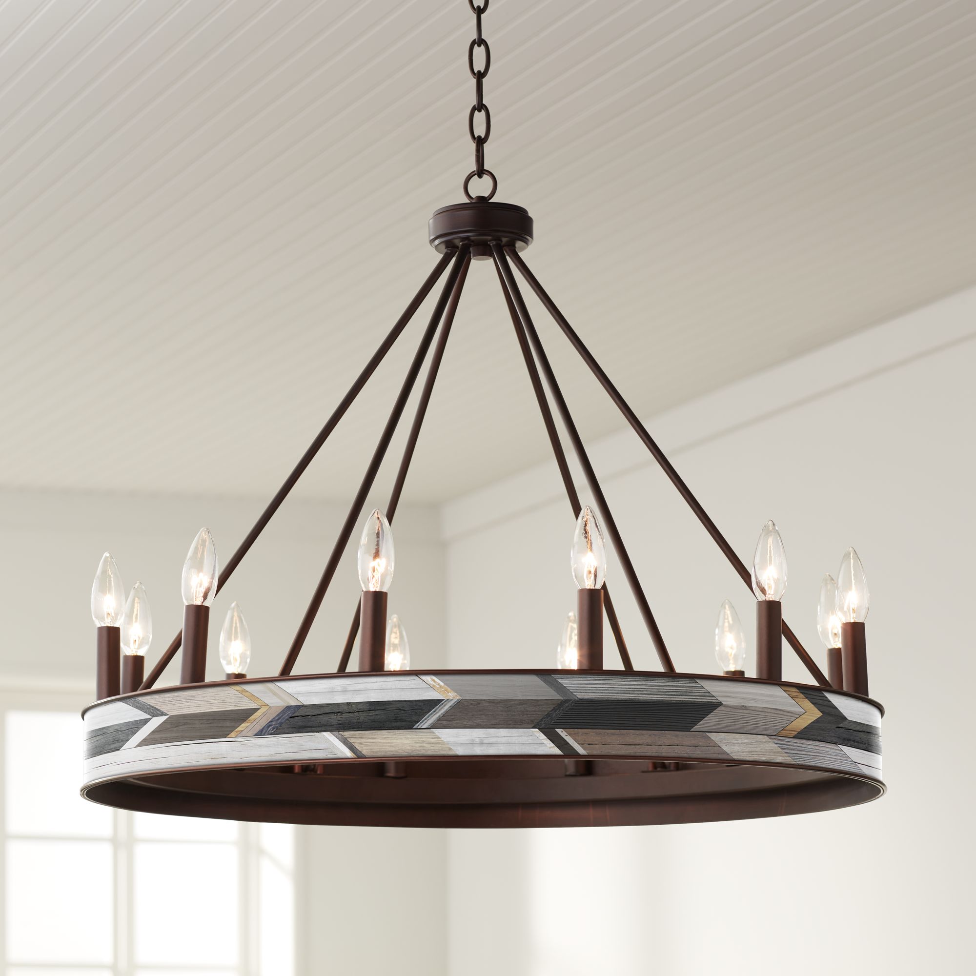 Woodwork Arrows Jessa 29 1/2" Wide Bronze Wheel Chandelier