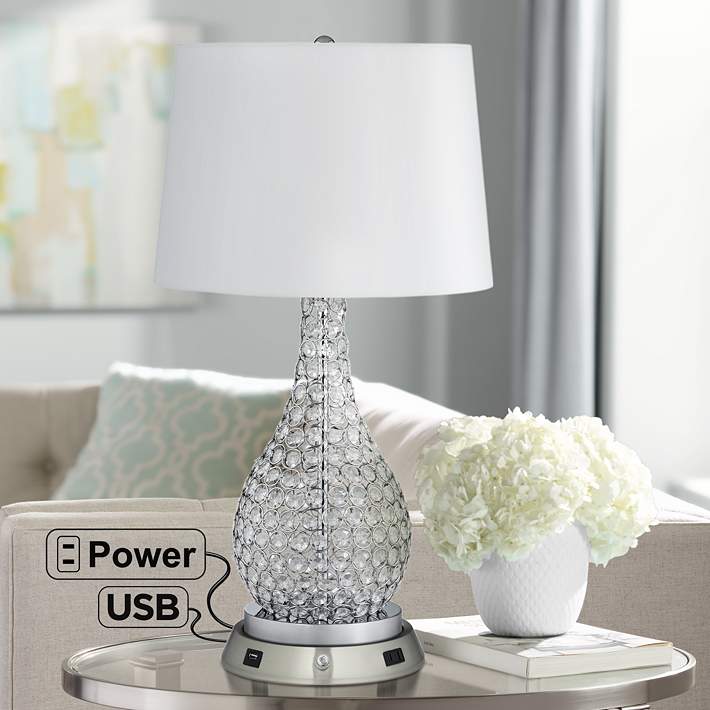 Kasey Beaded Table Lamp With Dimmable, Beaded Table Lamp Bases