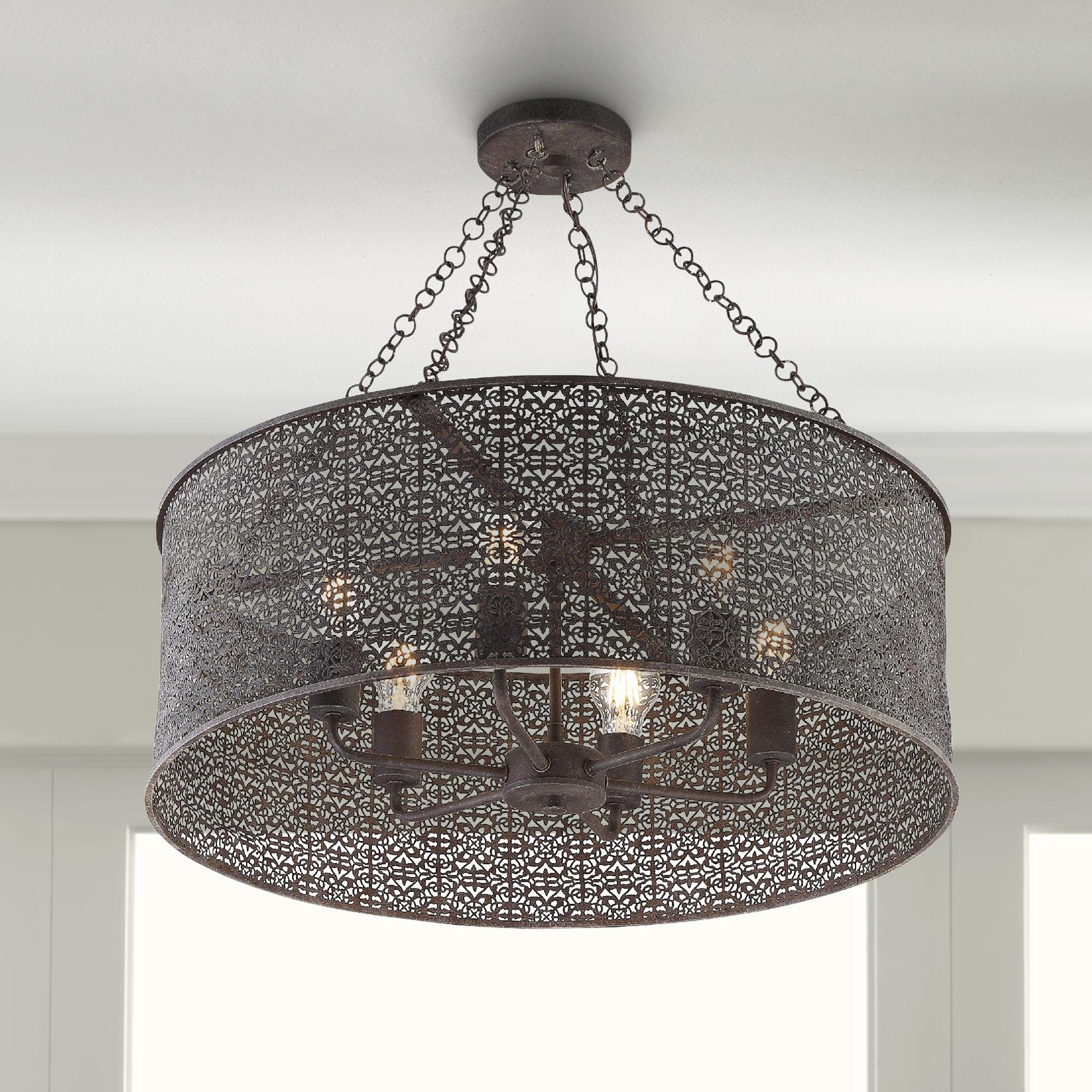 Crystorama Jasmine 25" Wide Bronze 6Light Drum Chandelier 83G54