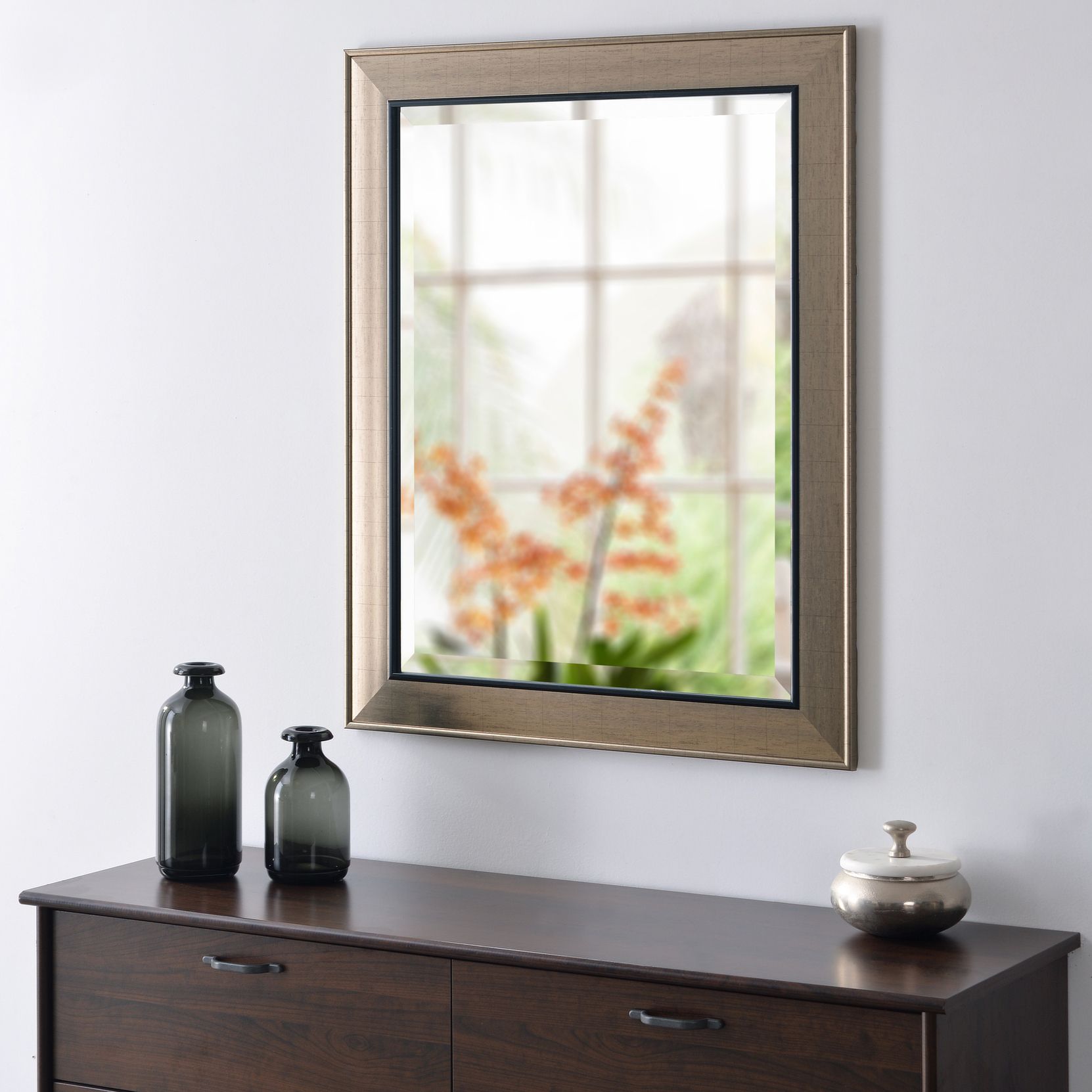 Kenroy Home Ellory Champagne w/ Black 28" x 34" Wall Mirror