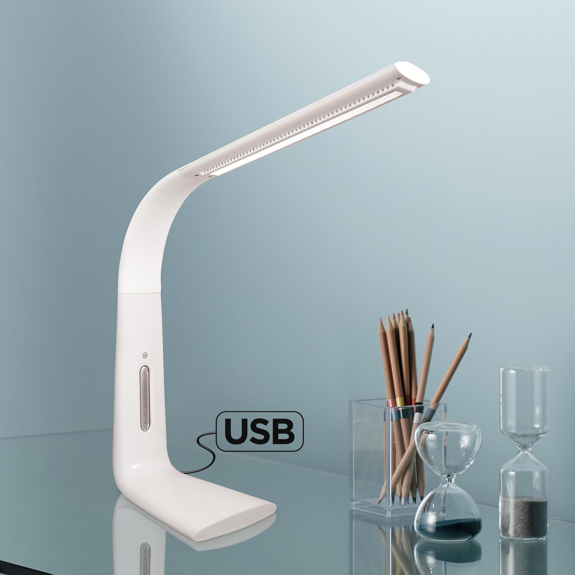 Smart Dimmer Technology White USB LED Desk Lamp by Zadro