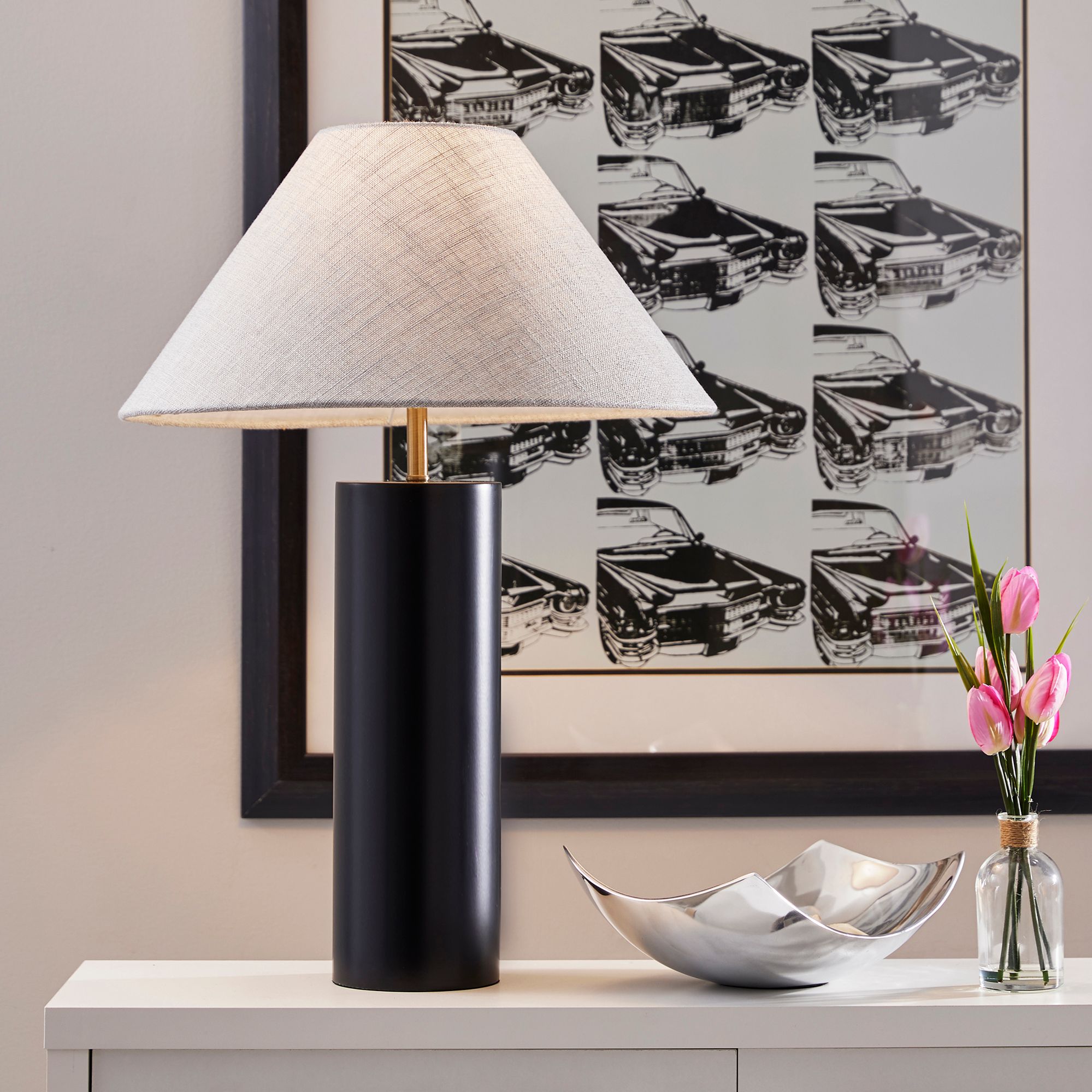 black wood table lamp
