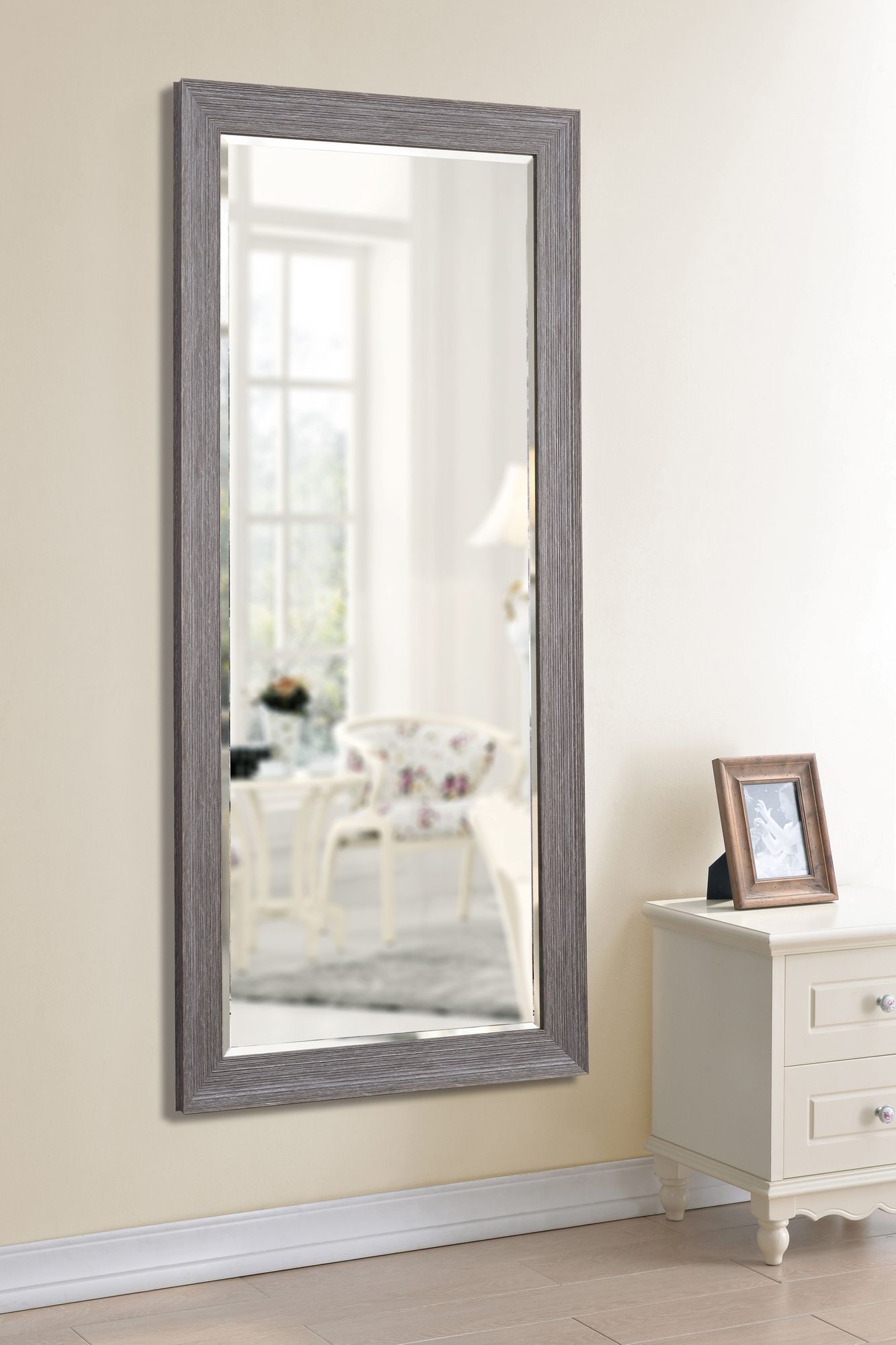 Jerry Textured Gray 29 3/4" x 60 1/4" Floor Mirror