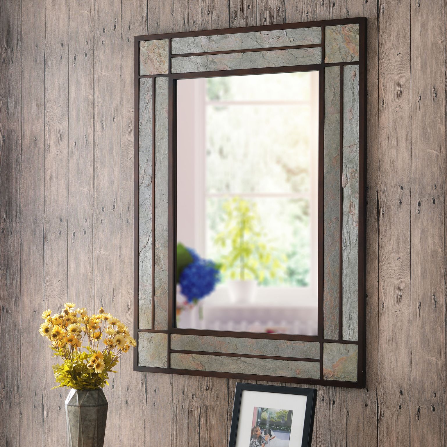 Kenroy Home Adler Slate Veneer 28" x 38" Wall Mirror