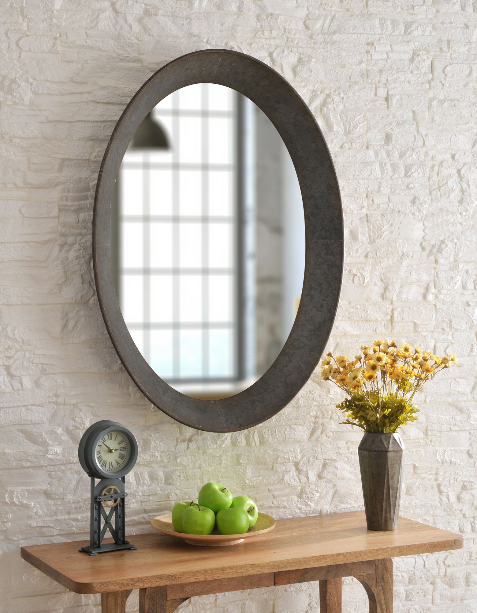 Kenroy Home Antillean Galvanized 27" x 37" Oval Wall Mirror