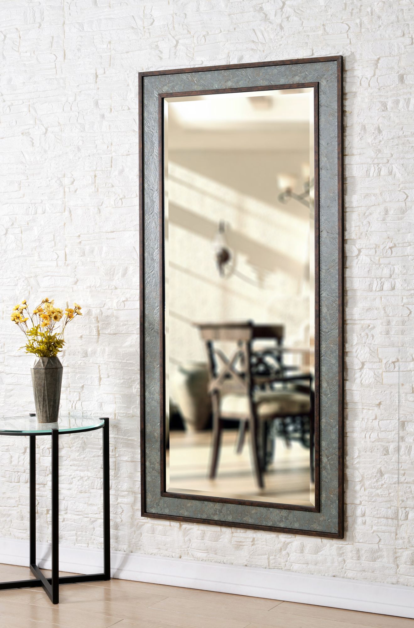 Saundra Green Slate and Brown 31 1/2" x 65 Floor Mirror