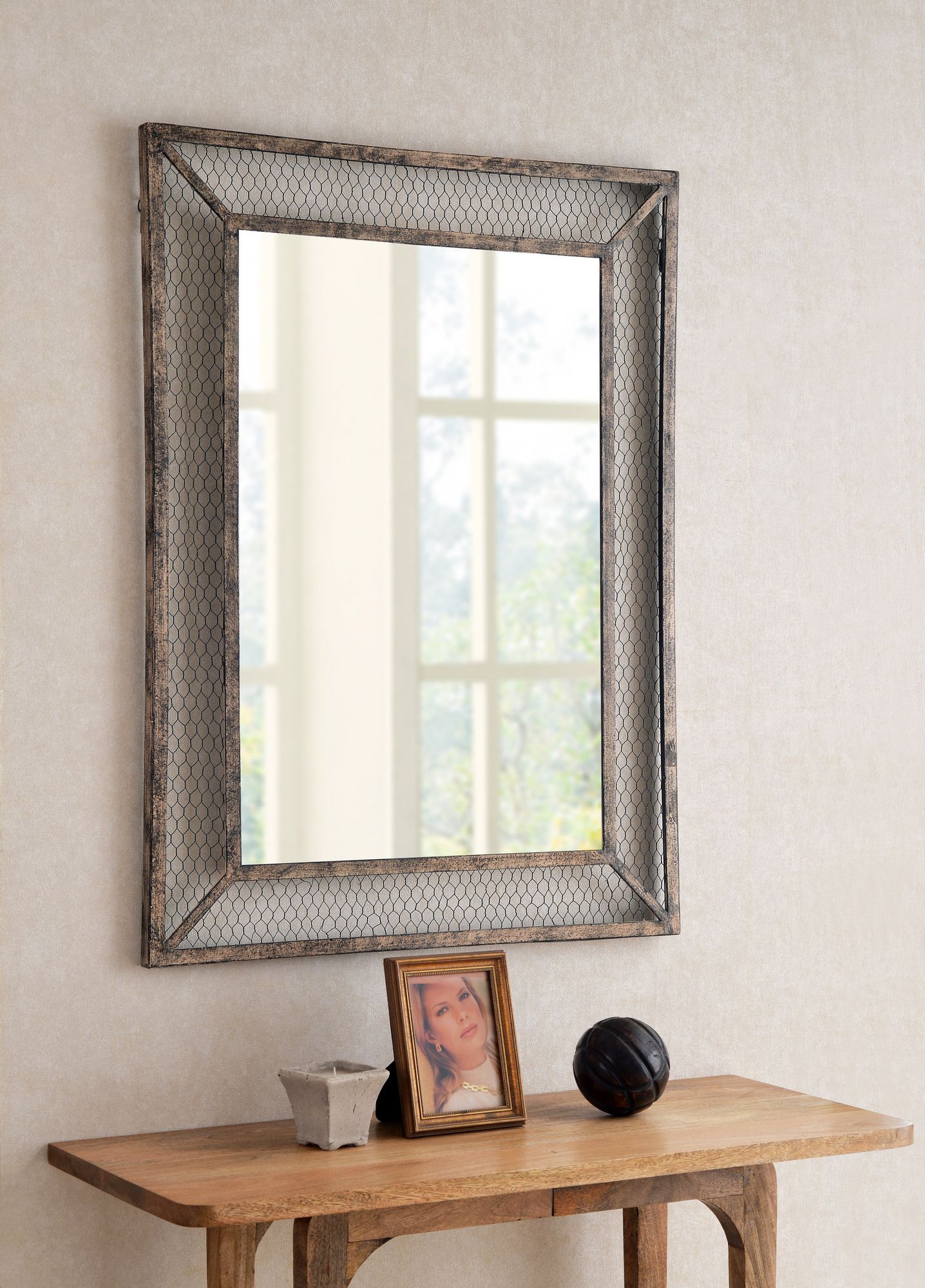 Kenroy Home Grover Weathered Brown 30" x 40" Wall Mirror