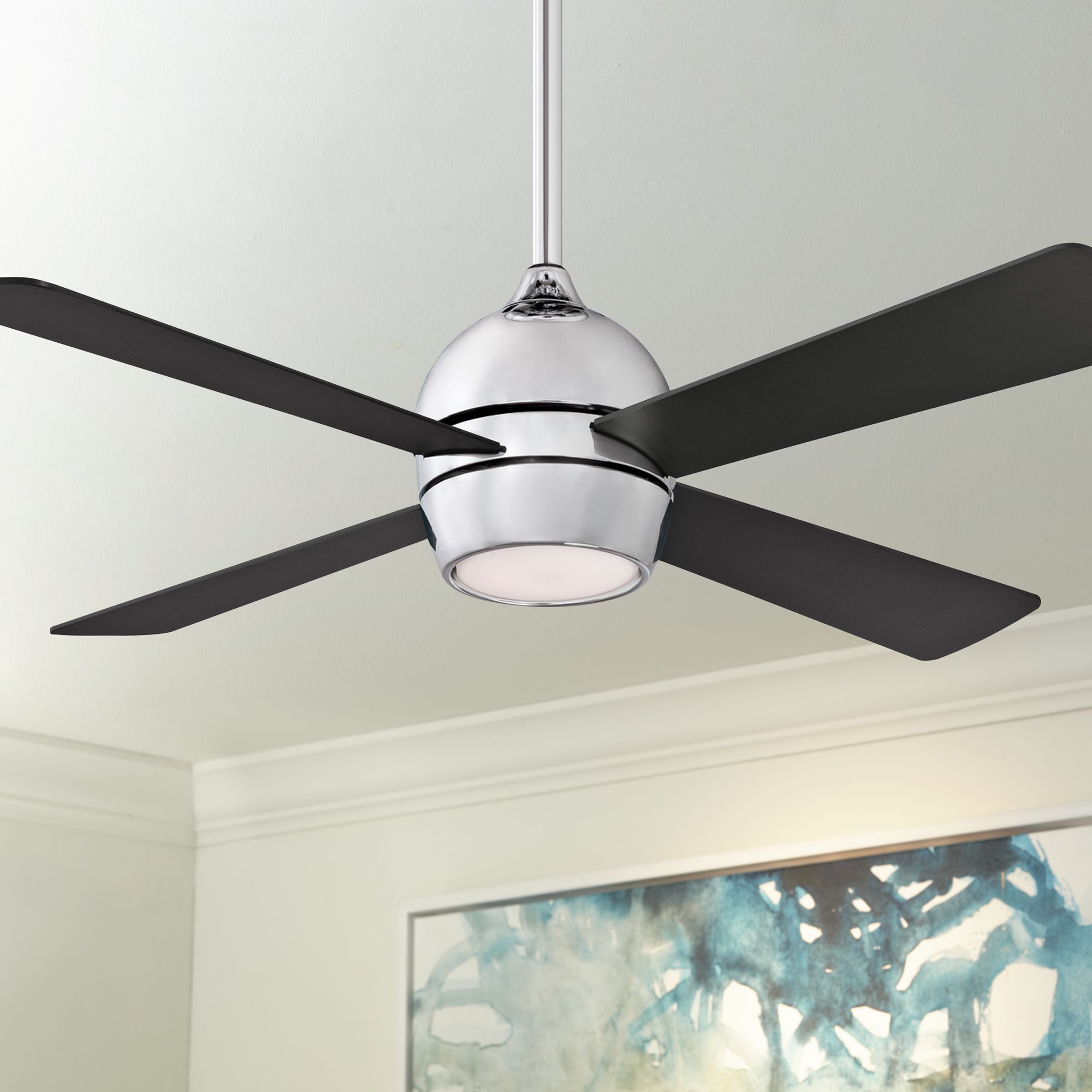 44" Fanimation Kwad Chrome and Black LED Ceiling Fan 83T53 Lamps Plus
