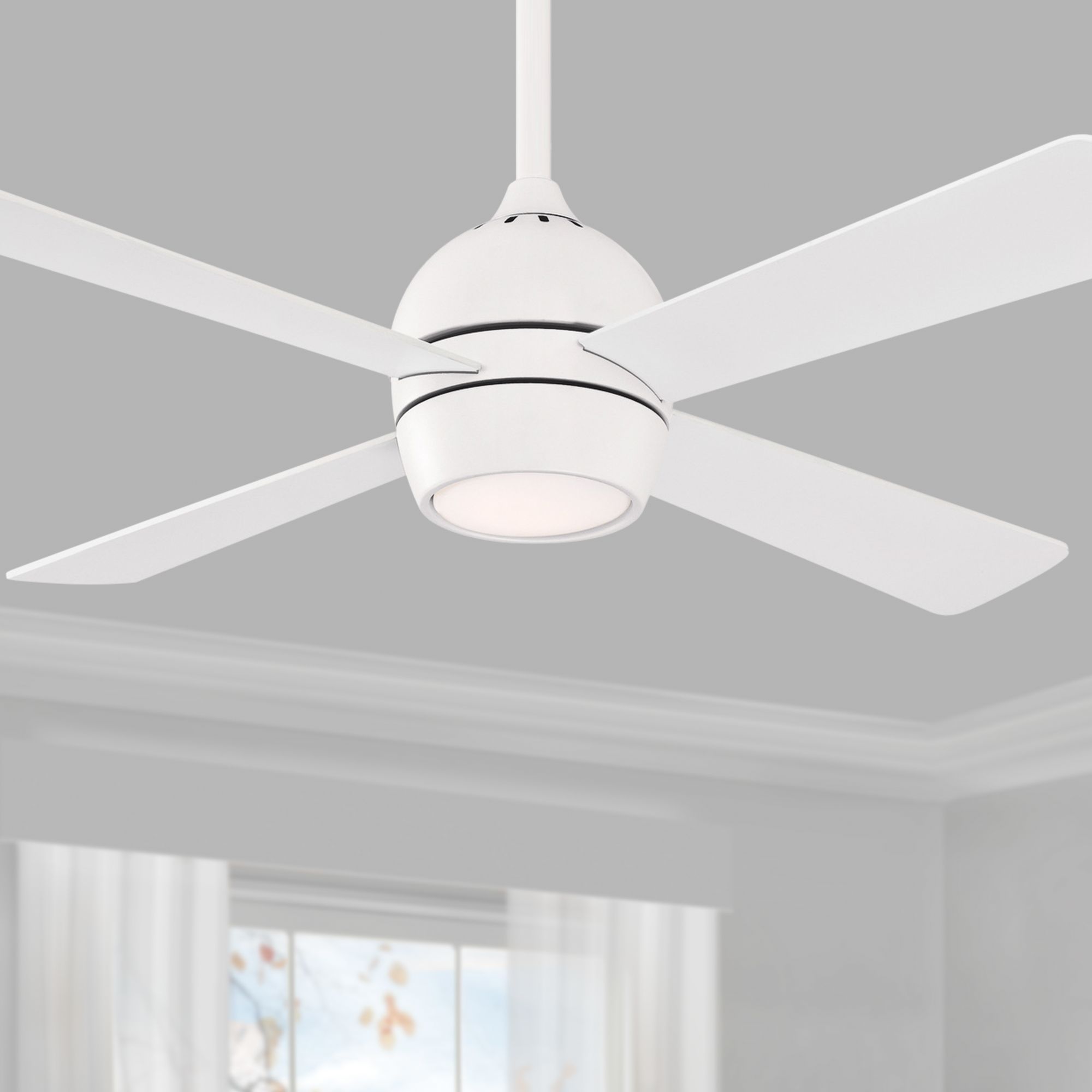44" Fanimation Kwad Matte White LED Ceiling Fan