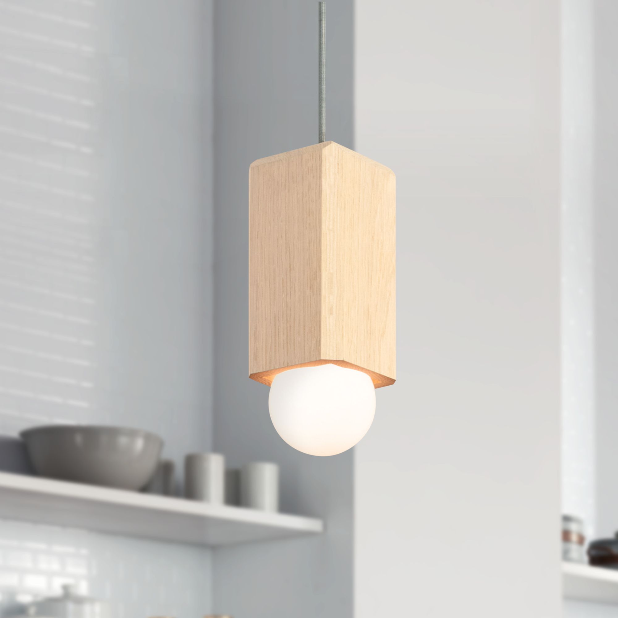 Cerno Cano 3 1/2"W White Washed Oak LED Mini Pendant Light