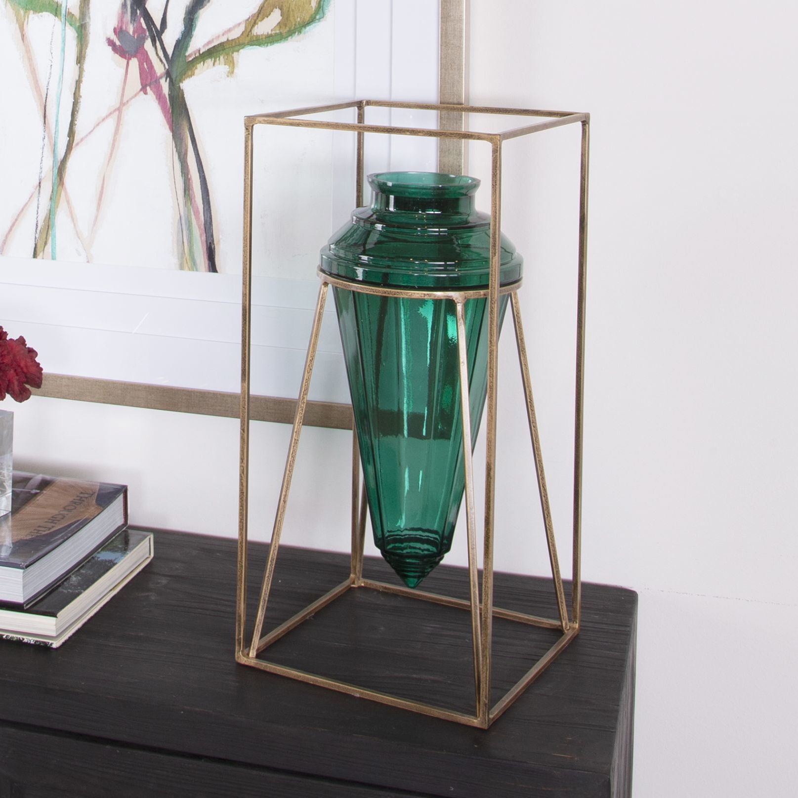 Uttermost Ariga Emerald Green and Gold Decorative Vase