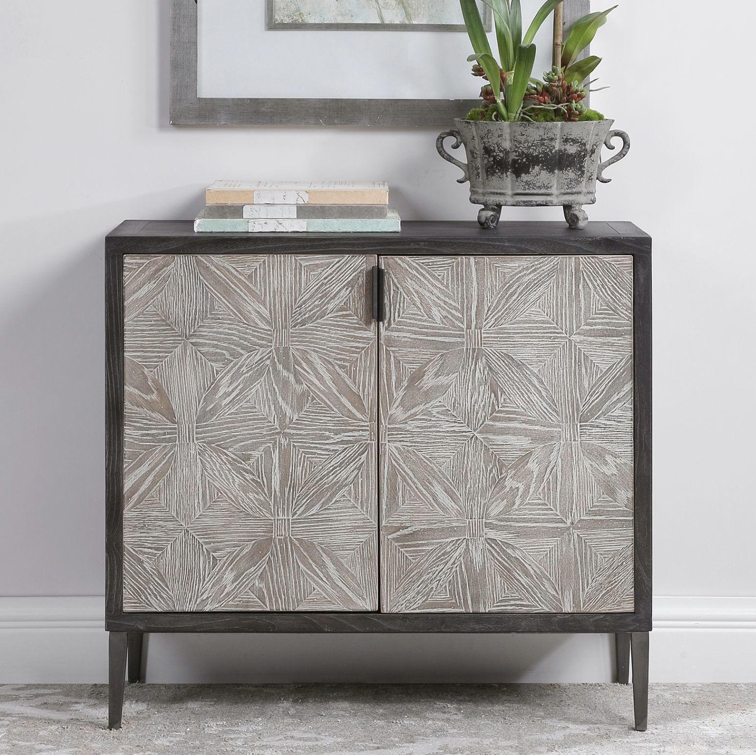 Laurentia 36 1 2 Wide Black And Gray 2 Door Accent Cabinet w Lamps Plus