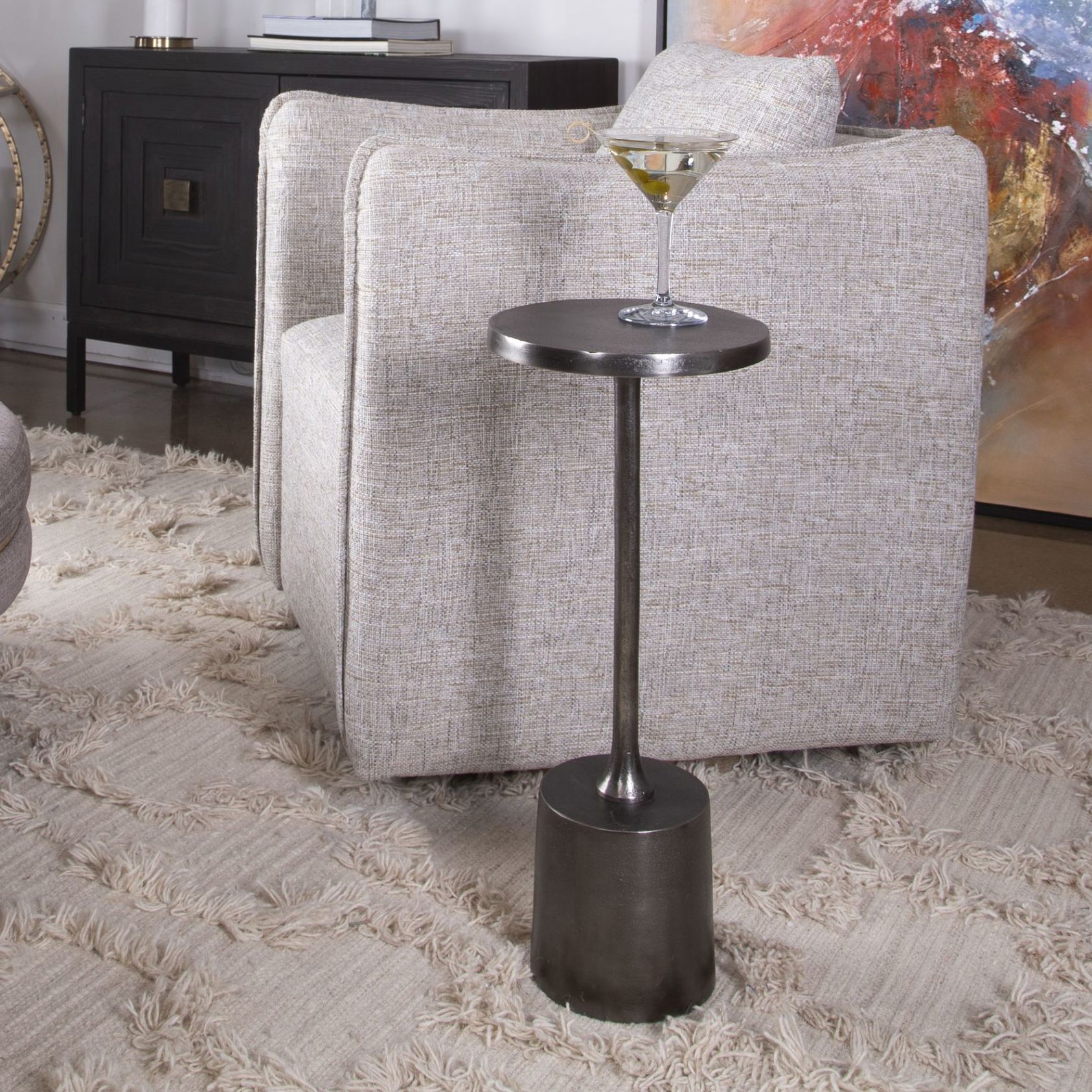 Uttermost Sanaga 10"W Textured Antique Nickel Drink Table