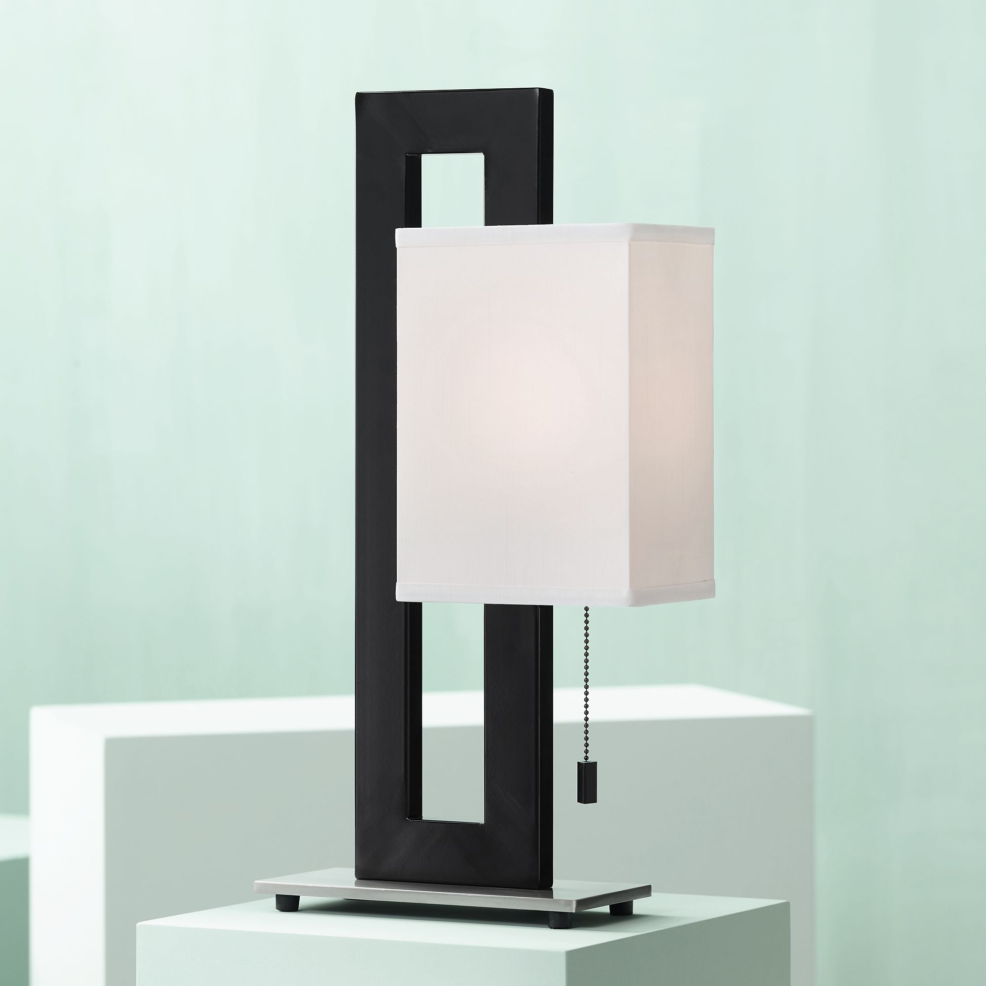Floating Square Black Modern Table Lamp 