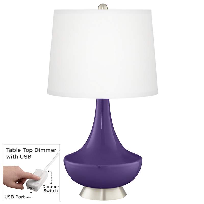 Izmir Purple Gillan Glass Table Lamp with Dimmer - www.odista.com