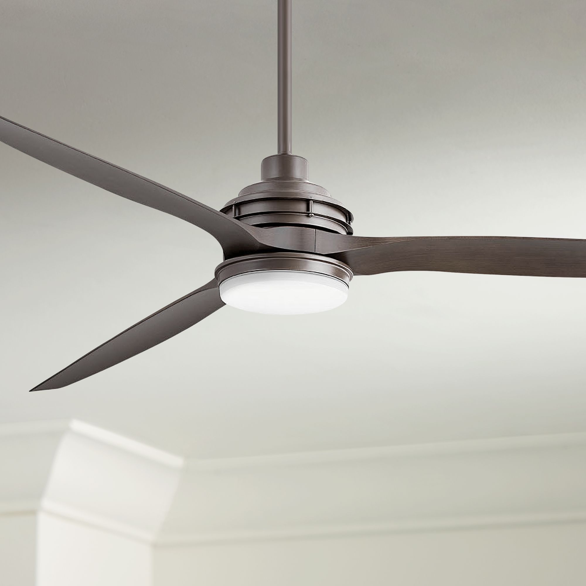 72" Artiste Metallic Matte Bronze LED WetRated Ceiling Fan 84H51 Lamps Plus