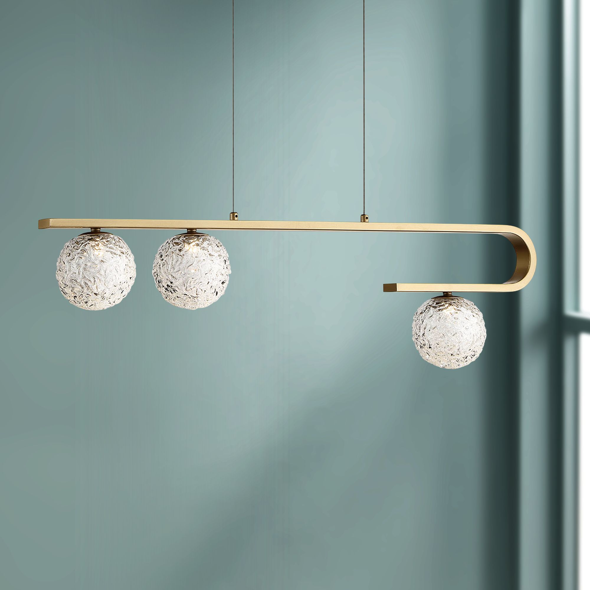 Phillimore 31 1/2"W Brushed Gold 3-Light LED Island Pendant