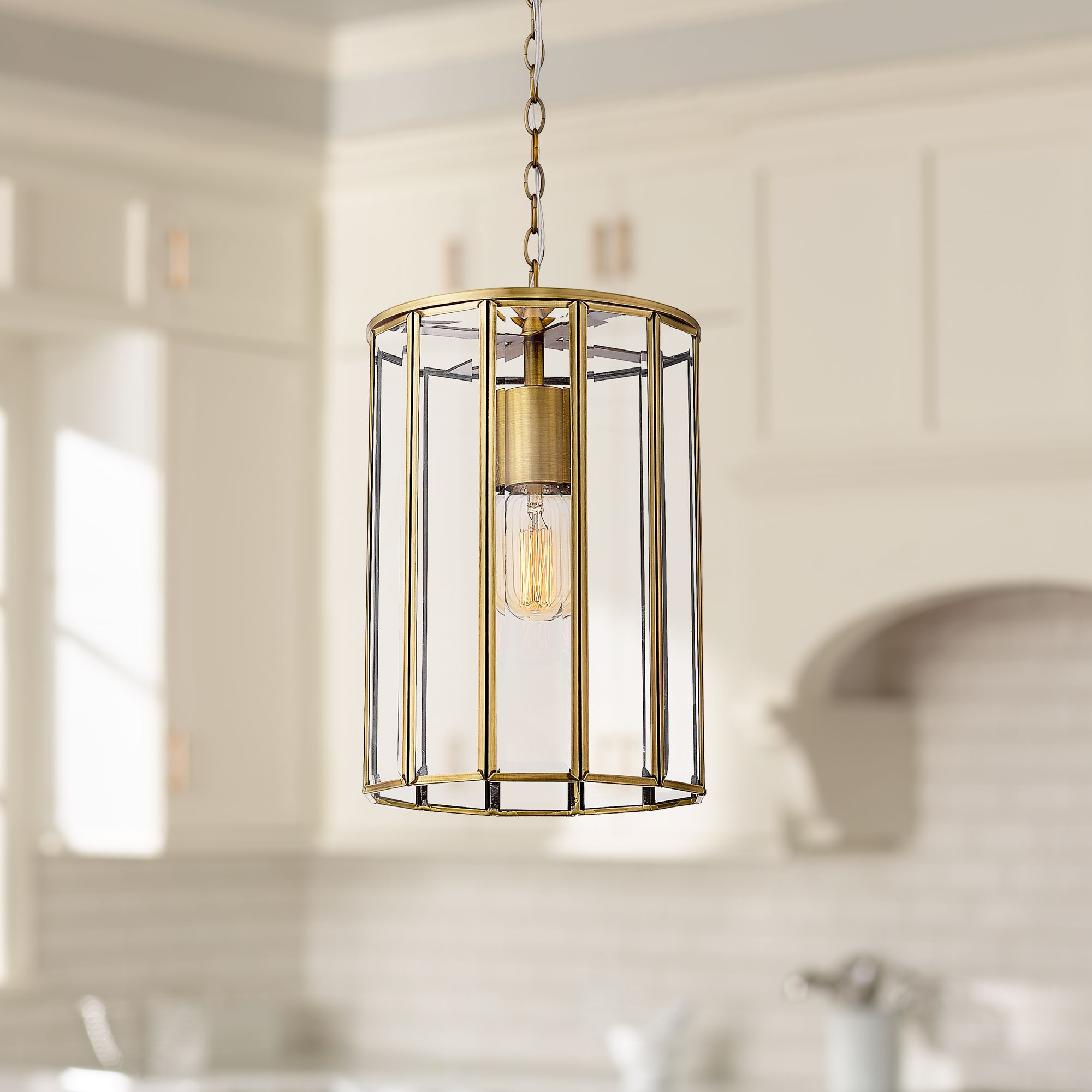 Eurofase Saville 7 3/4" Wide Brass Caged Mini Pendant Light