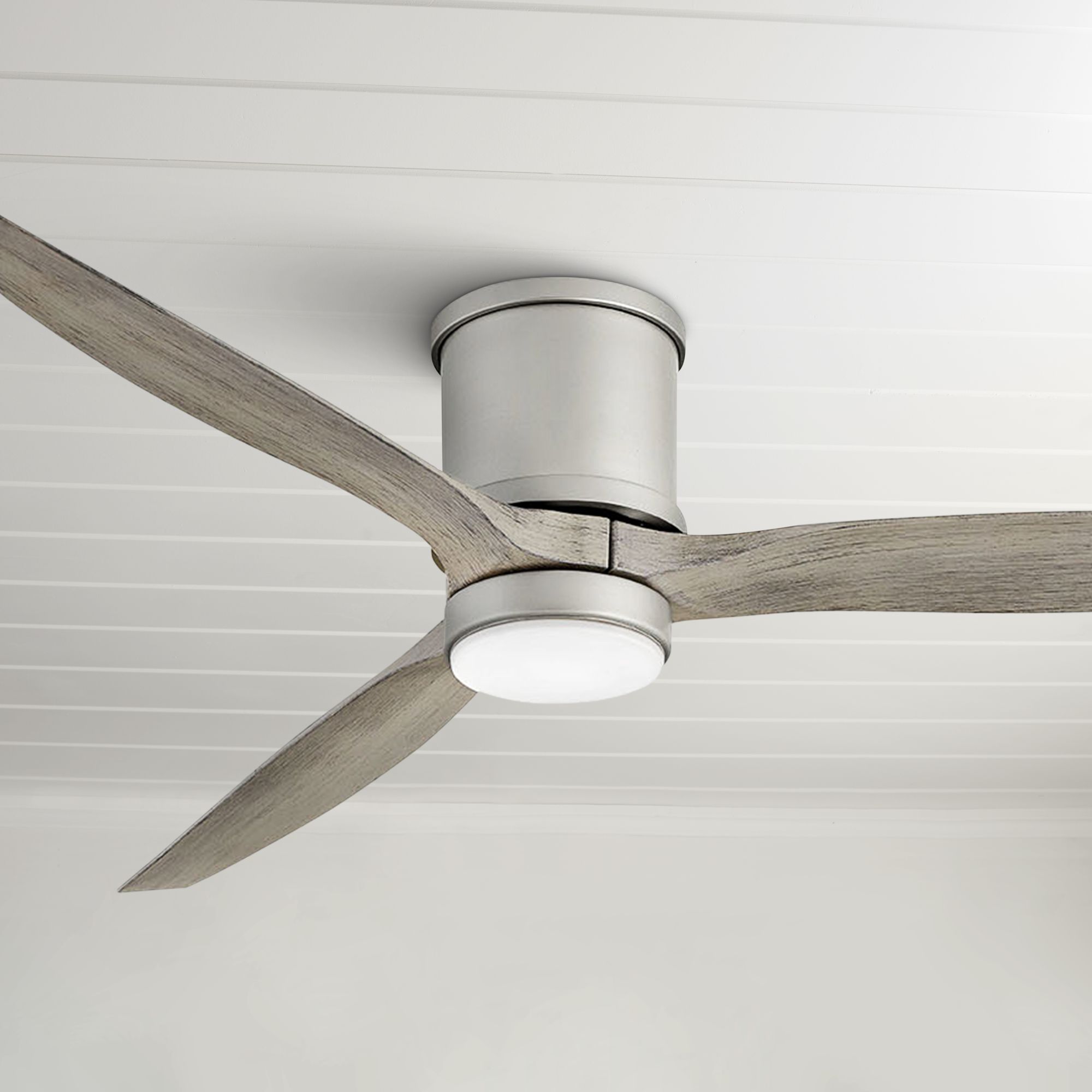 60" Hinkley Hover Brushed Nickel LED Hugger Ceiling Fan ...