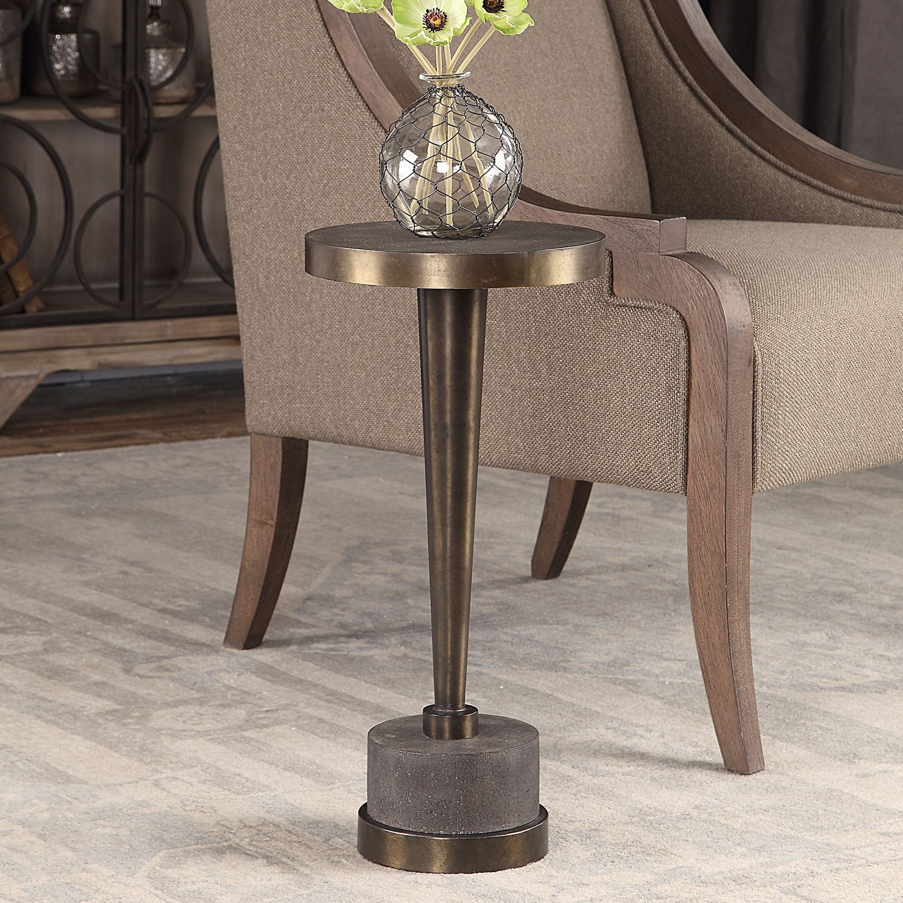 Uttermost Masika 10 1 2 Wide Bronze And Gray Drink Table 84j95 Lamps Plus