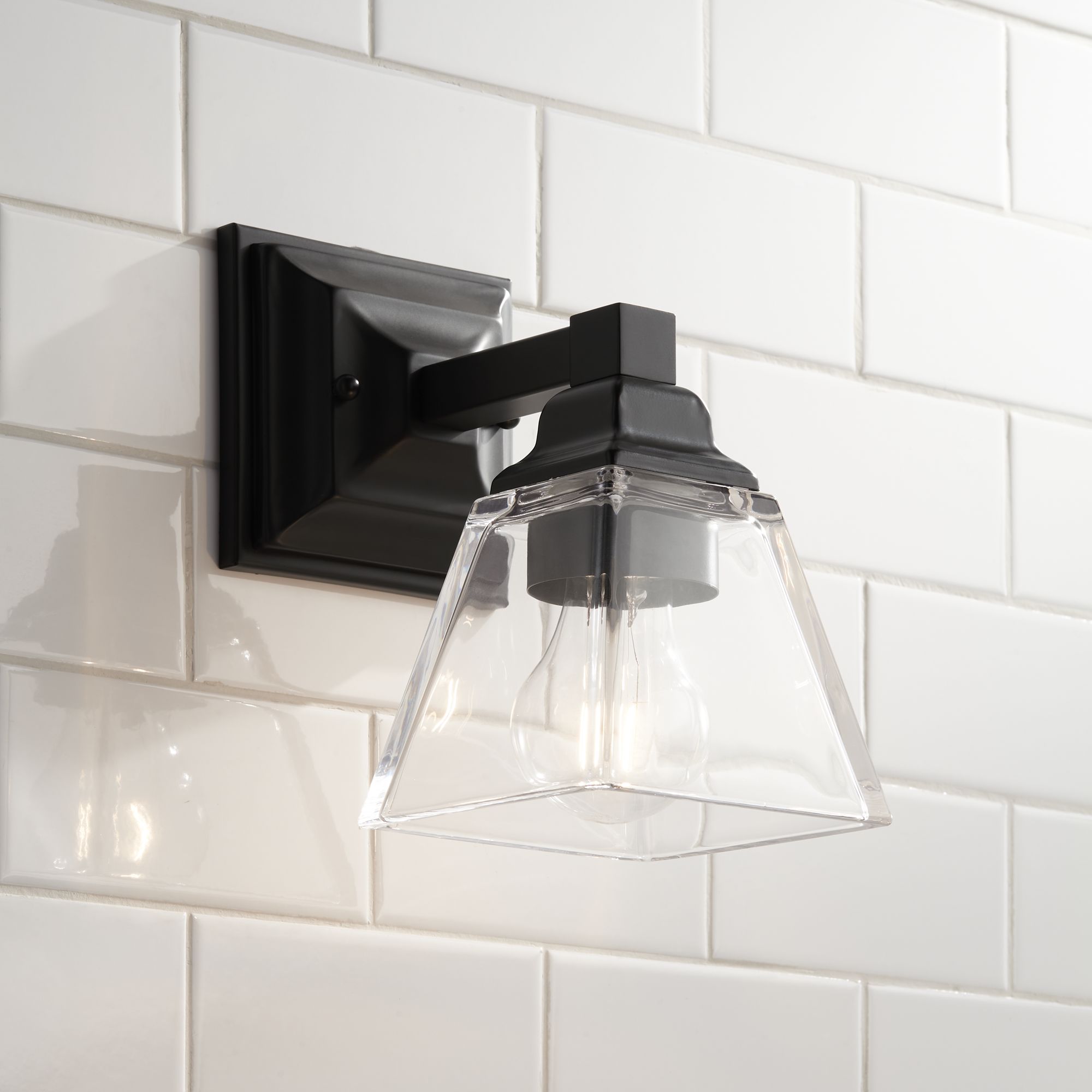 Mencino 9" High Bronze and Clear Glass Wall Sconce