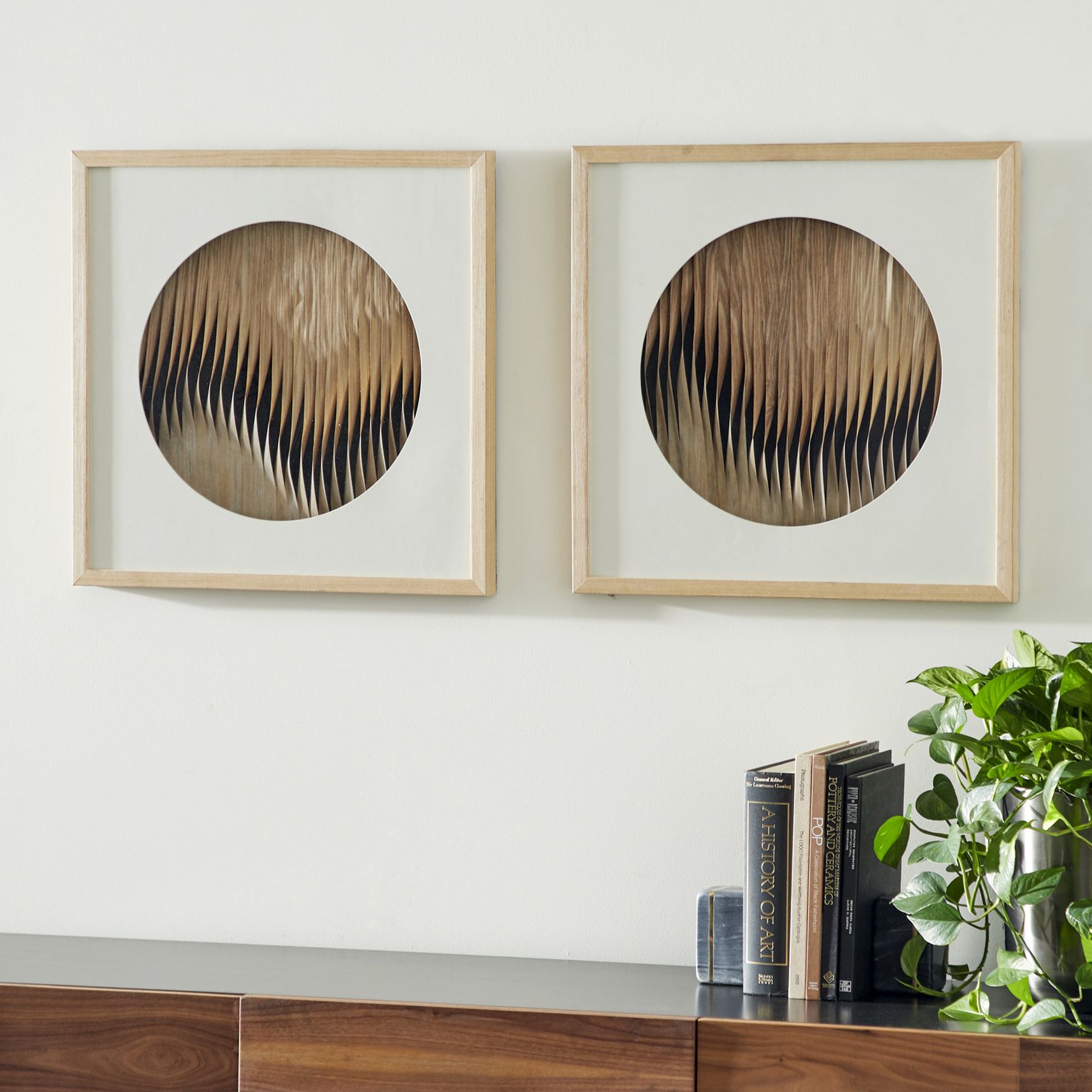 Natural Ribbon 23 3/4" Square Shadow Box Wall Art Set