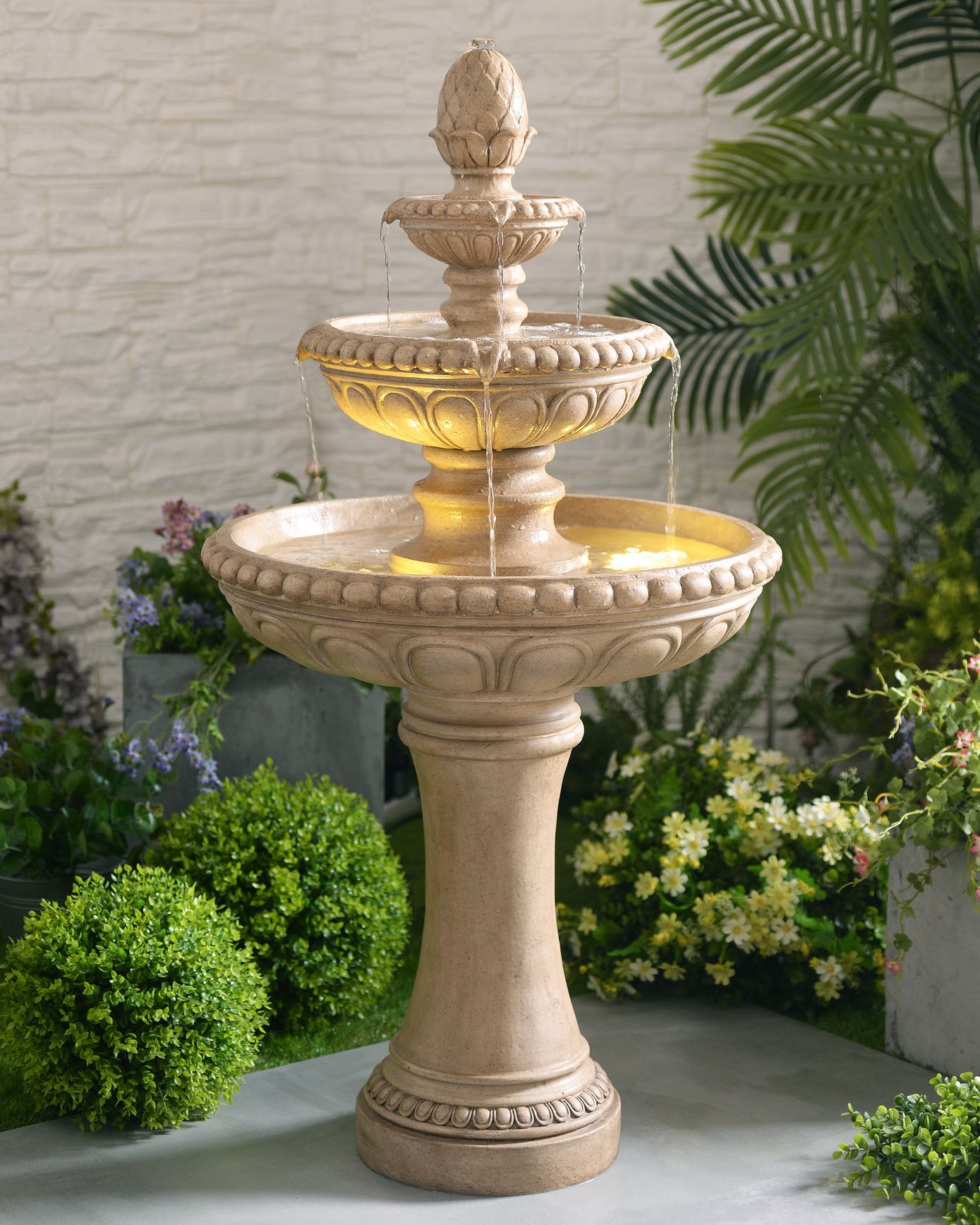 Kenroy Home Tucson 46"H Sandstone 3-Tier LED Floor Fountain