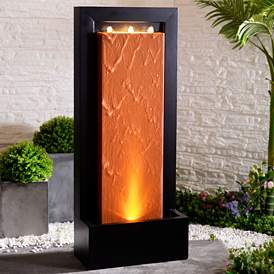 Andora 47 1/4&quot; High Rust and Black LED Waterfall Fountain
