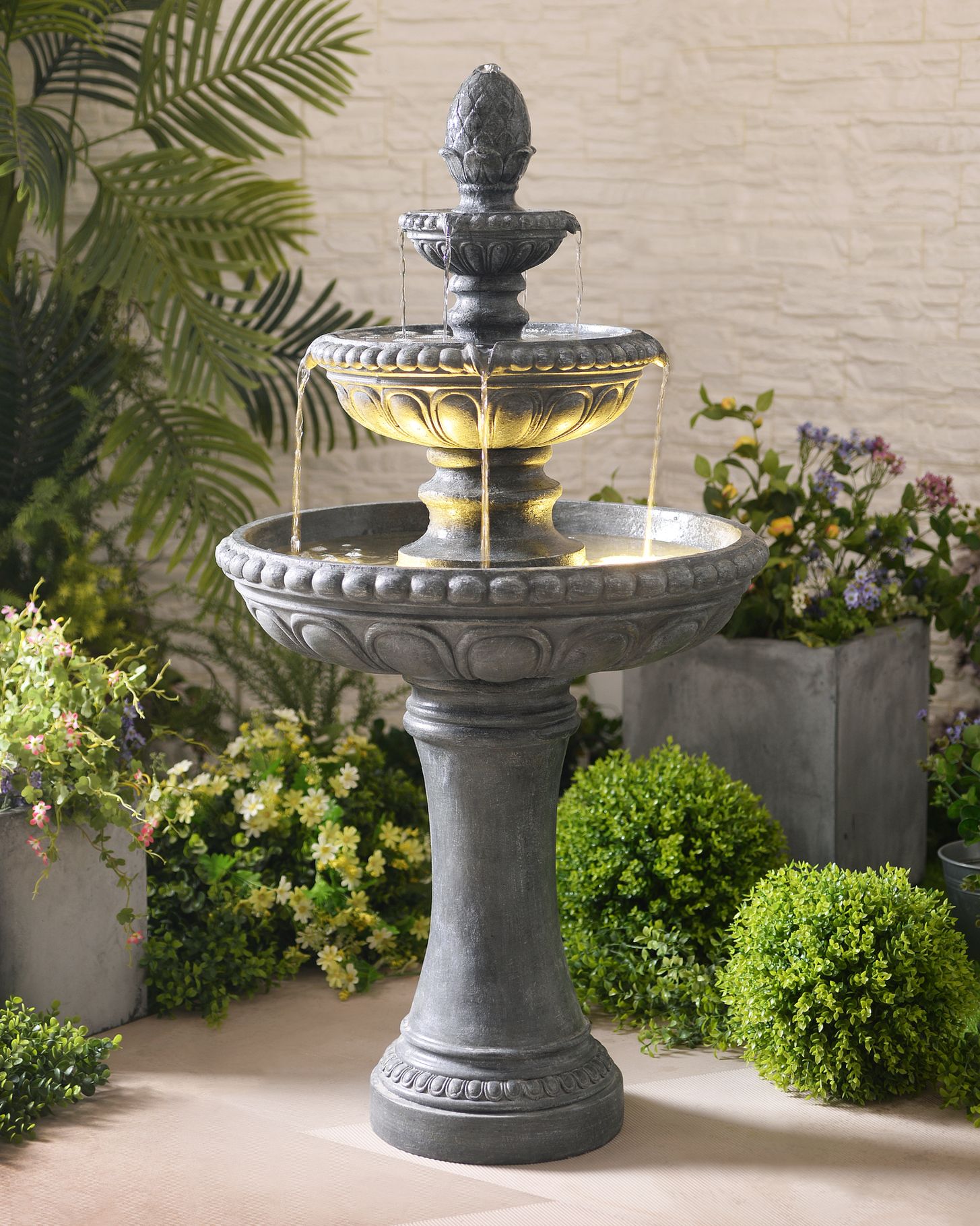 Kenroy Home Tucson 46" High Zinc 3-Tier LED Floor Fountain