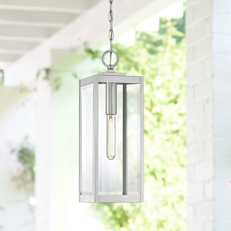 Quoizel Westover 20 3/4&quot; High Silver Outdoor Hanging Light