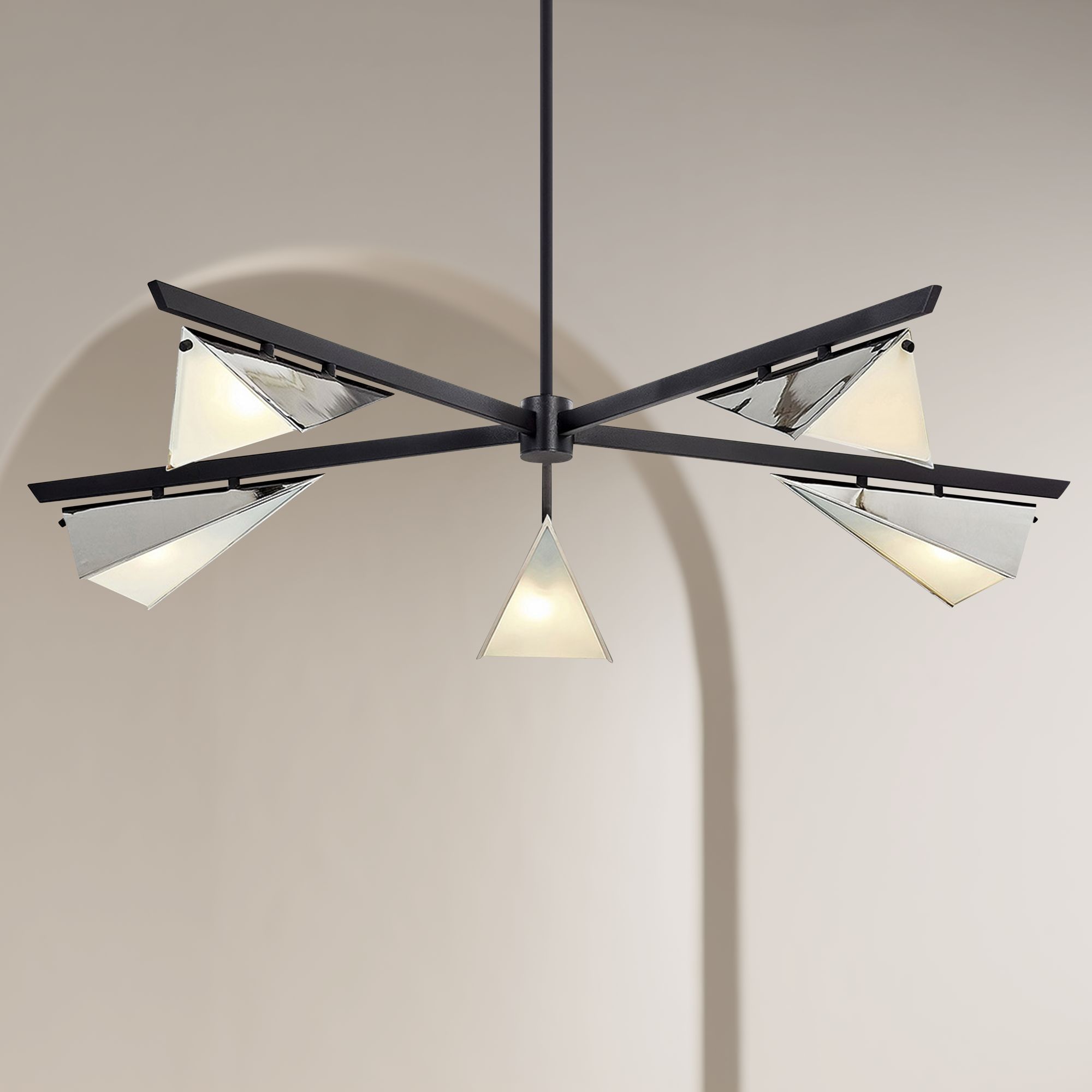 Kite 49 1/2"W Carbide Black and Nickel 5-Light Pendant Light